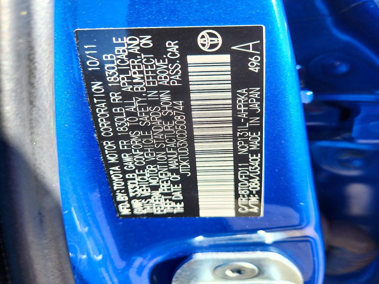 2012 Toyota Yaris 5-door Se Blue vin: JTDKTUD3XCD508744