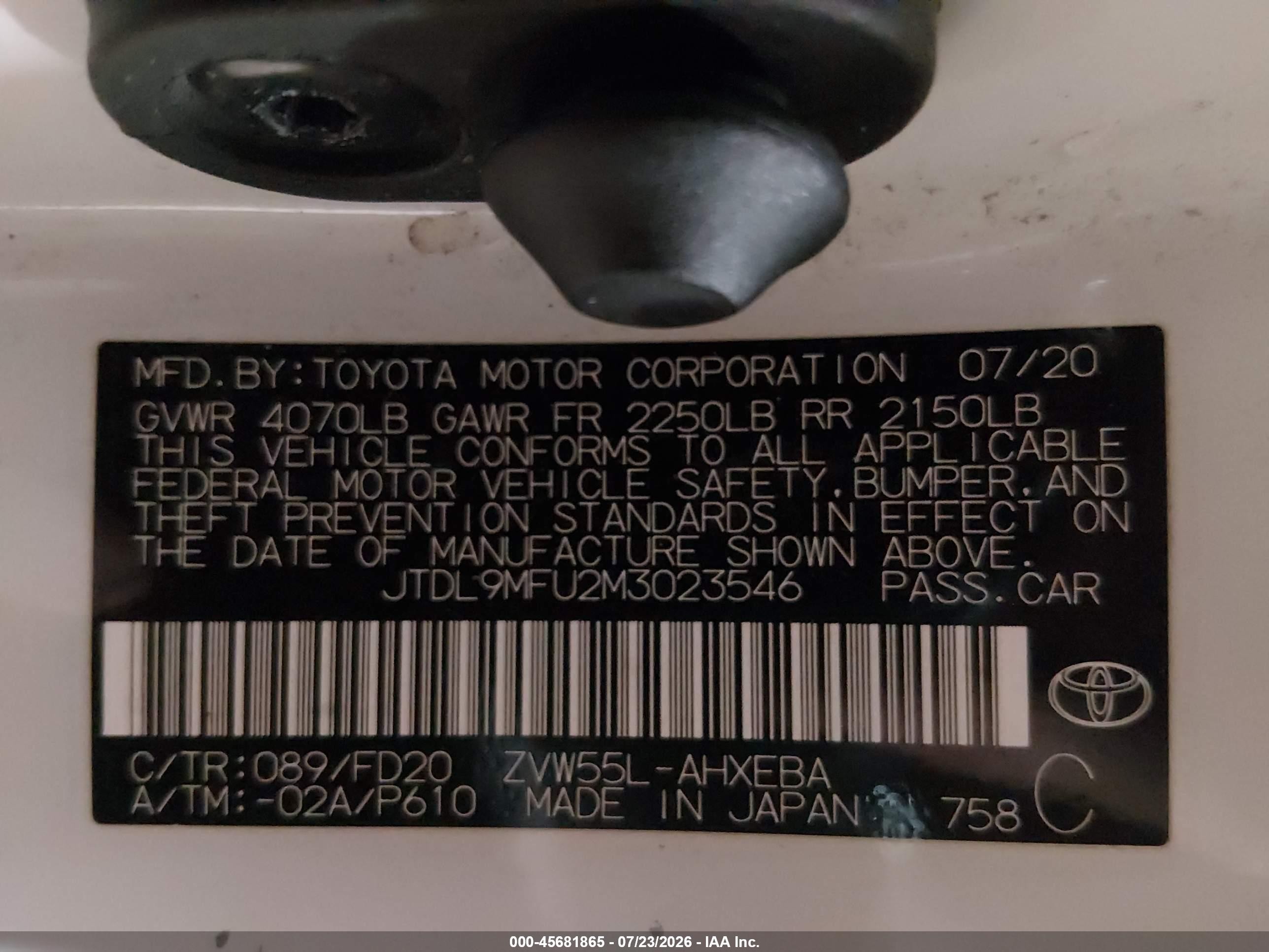 2021 Toyota Prius Le Awd-e White vin: JTDL9MFU2M3023546