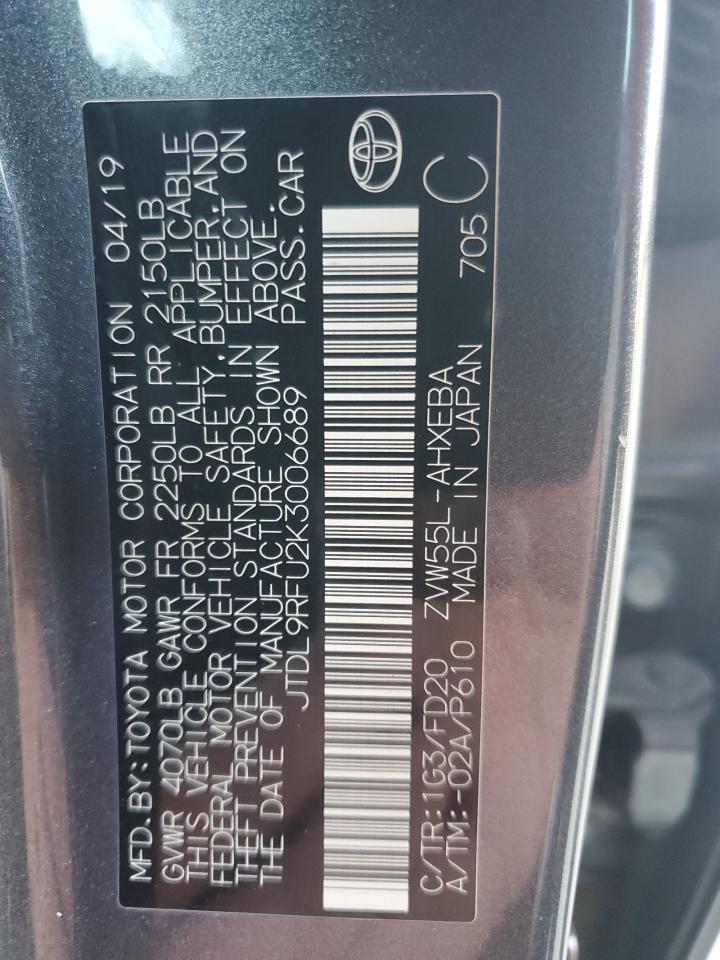 2019 Toyota Prius Gray vin: JTDL9RFU2K3006689