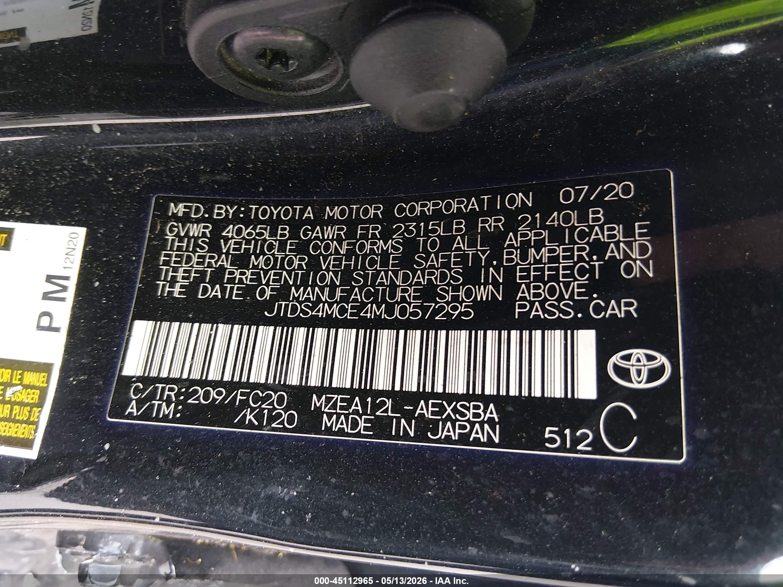 2021 Toyota Corolla Se Black vin: JTDS4MCE4MJ057295