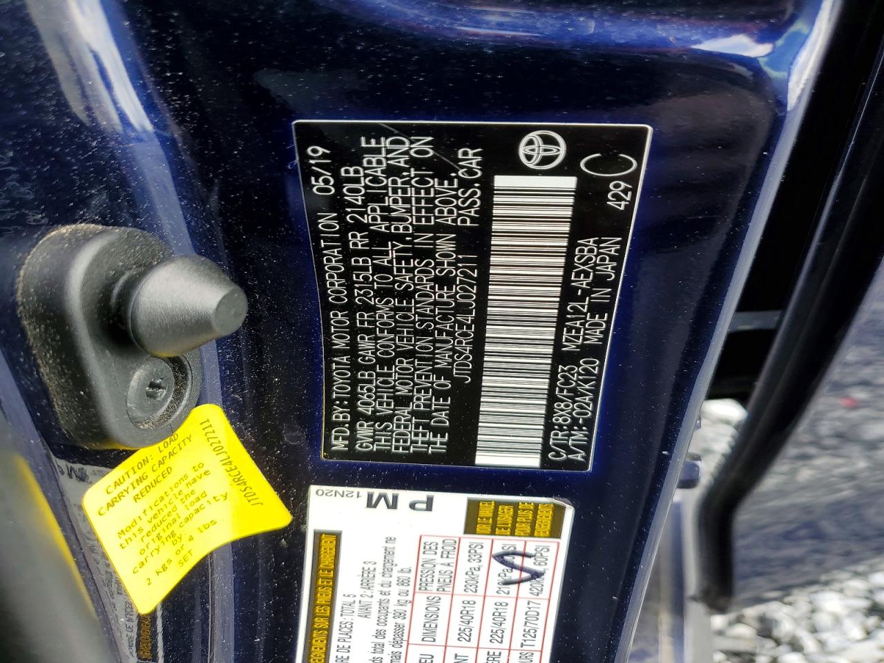 2020 Toyota Corolla Se Blue vin: JTDS4RCE4LJ027211