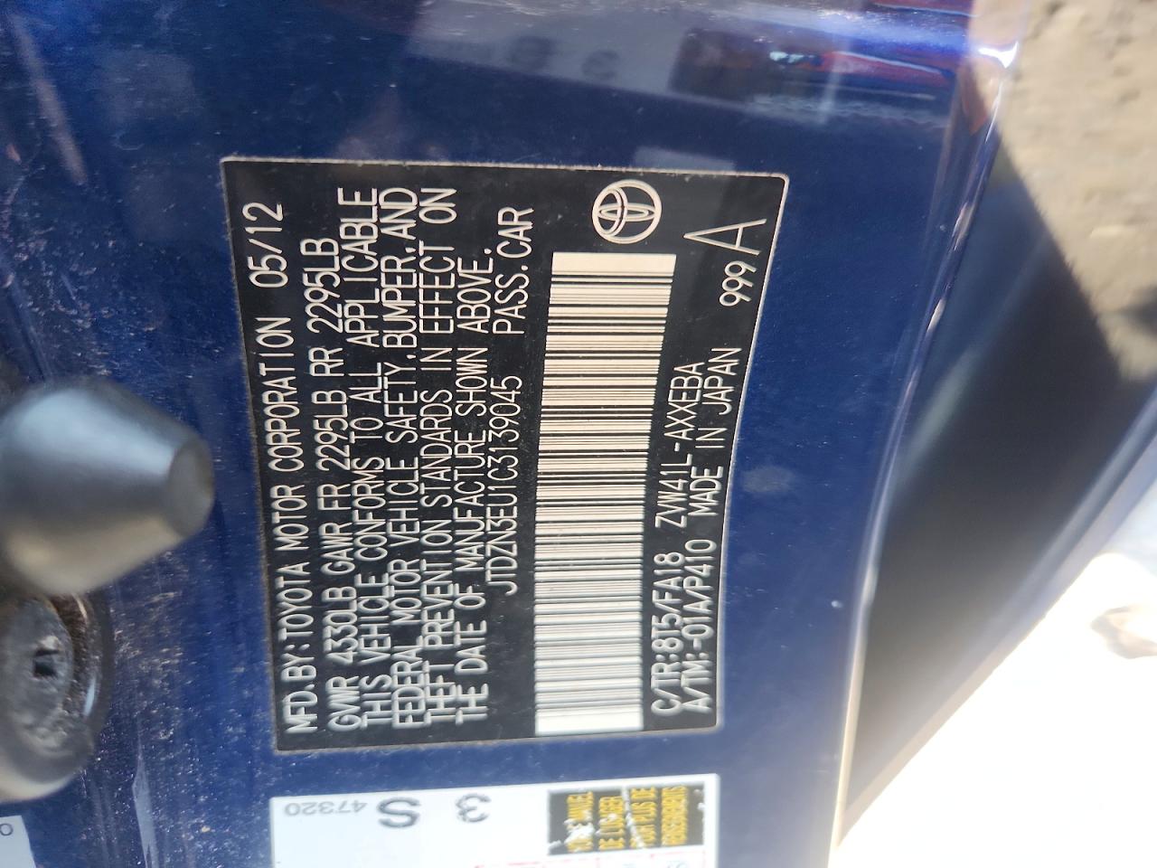 2012 Toyota Prius V Three Blue vin: JTDZN3EU1C3139045