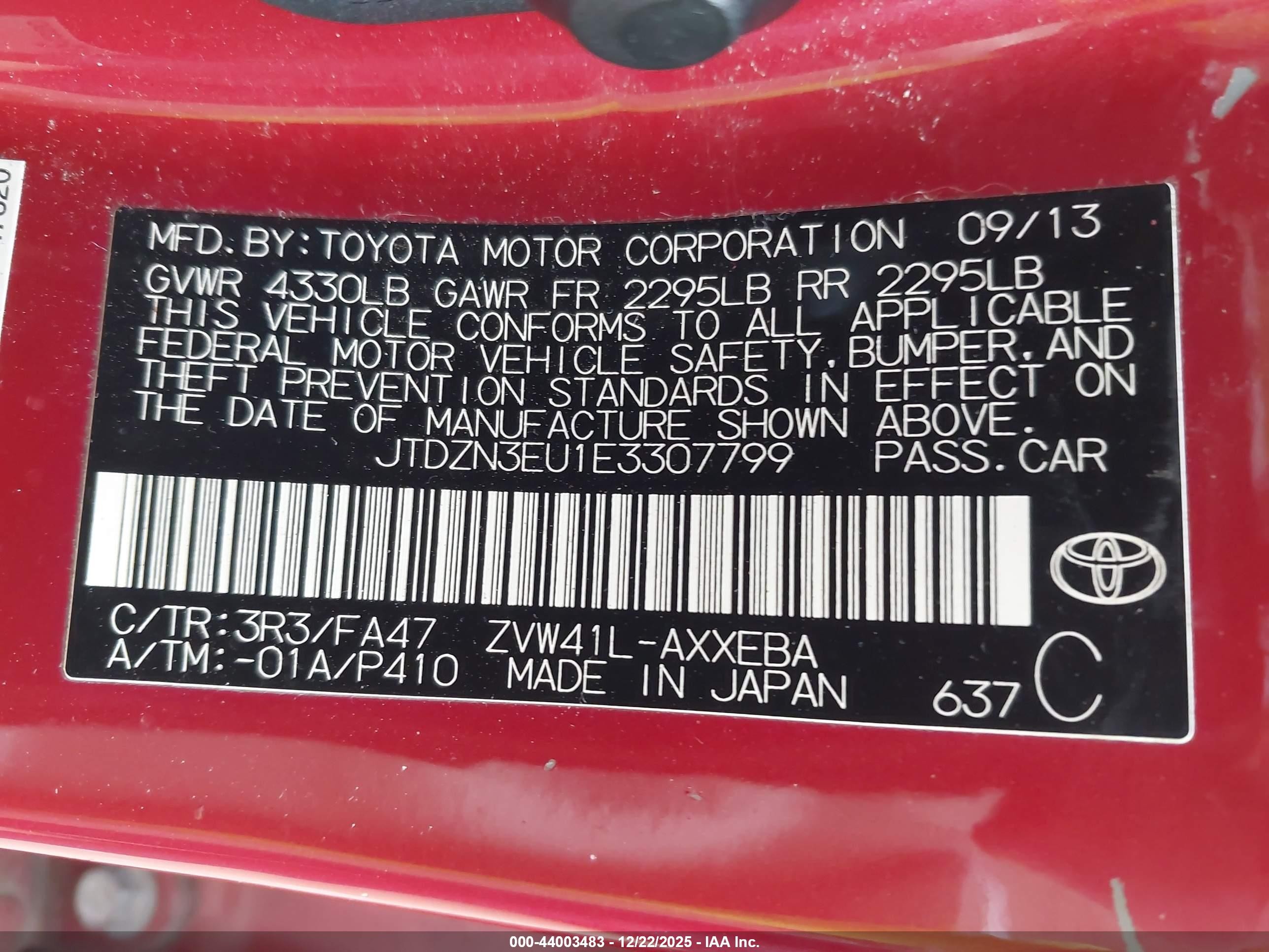 2014 Toyota Prius V Two Red vin: JTDZN3EU1E3307799
