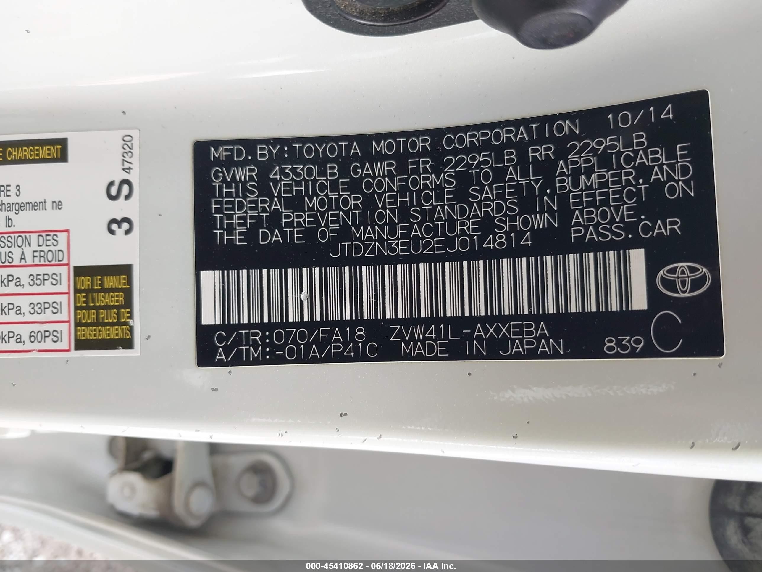 2014 Toyota Prius V Three White vin: JTDZN3EU2EJ014814