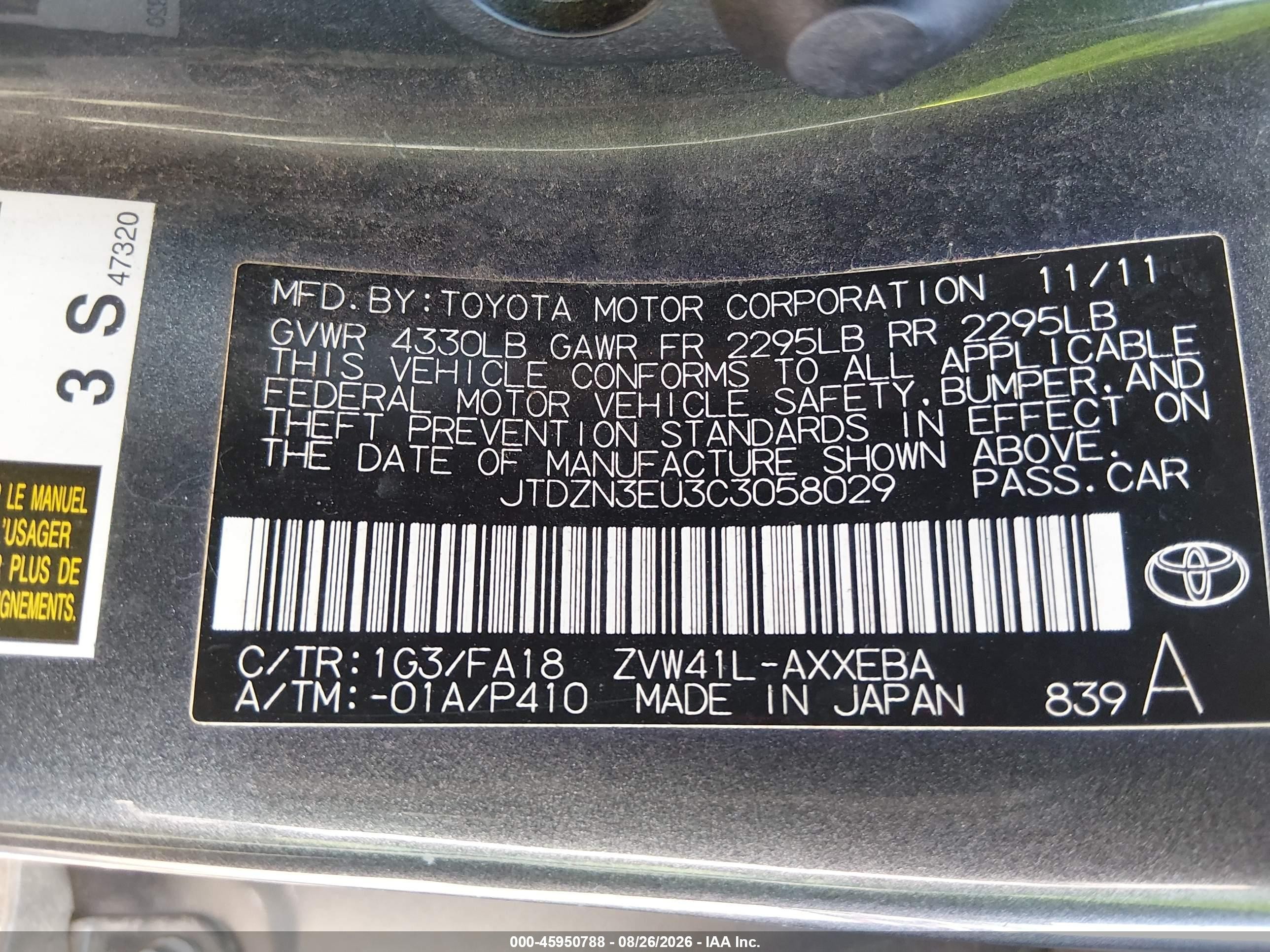 2012 Toyota Prius V Three Gray vin: JTDZN3EU3C3058029