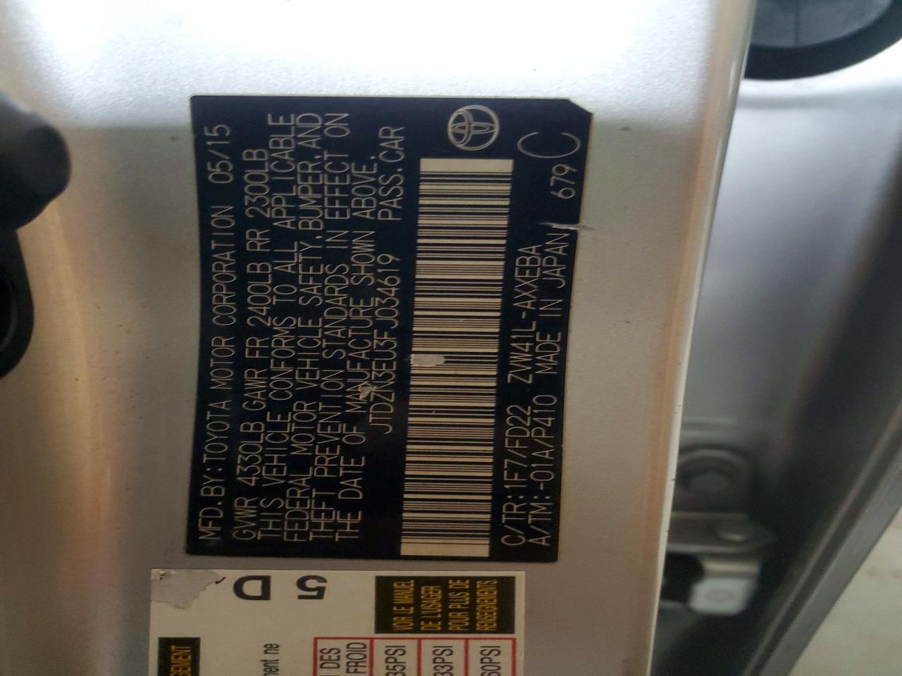 2015 Toyota Prius V Two Silver vin: JTDZN3EU3FJ034619