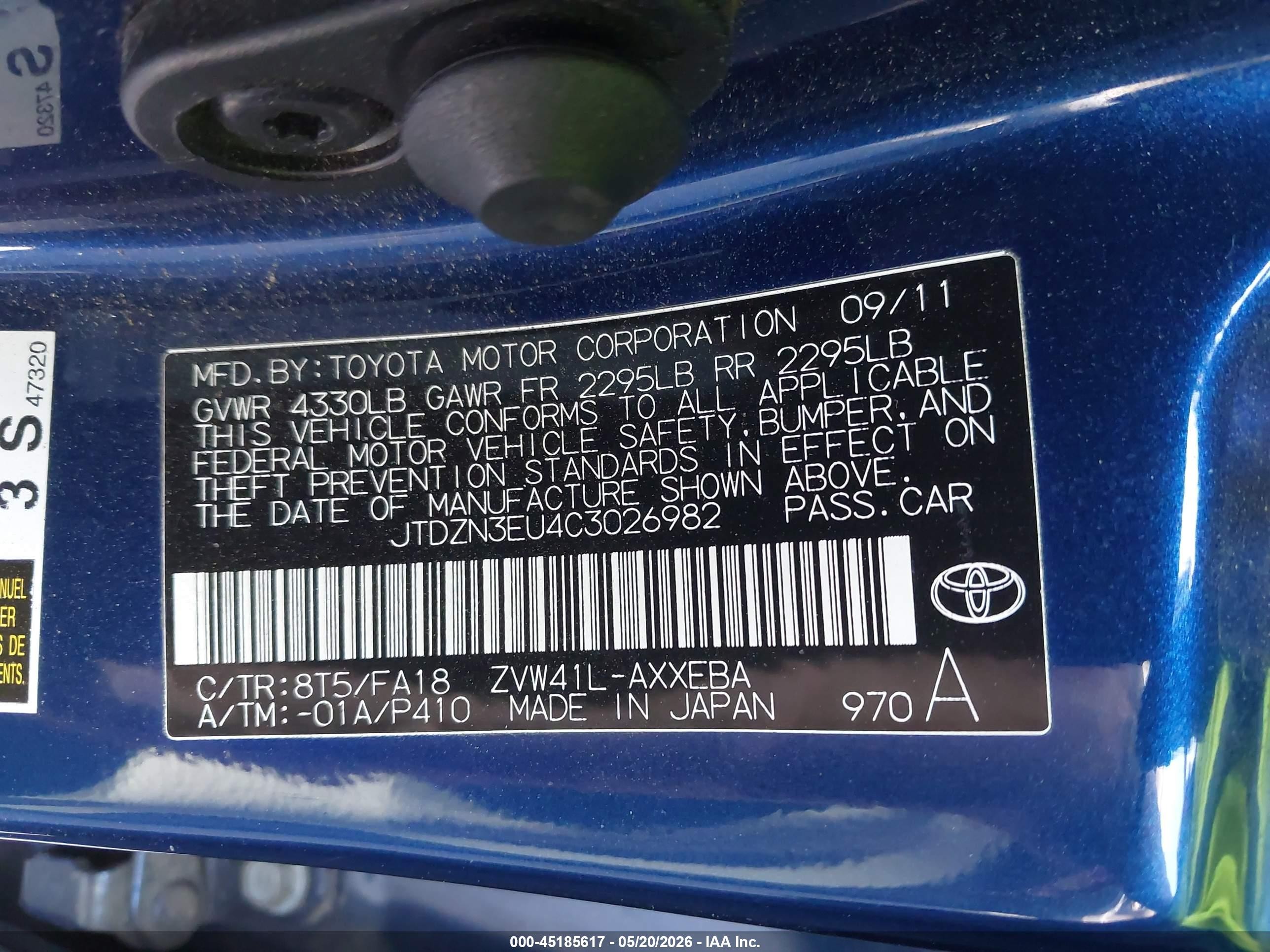 2012 Toyota Prius V Three Blue vin: JTDZN3EU4C3026982