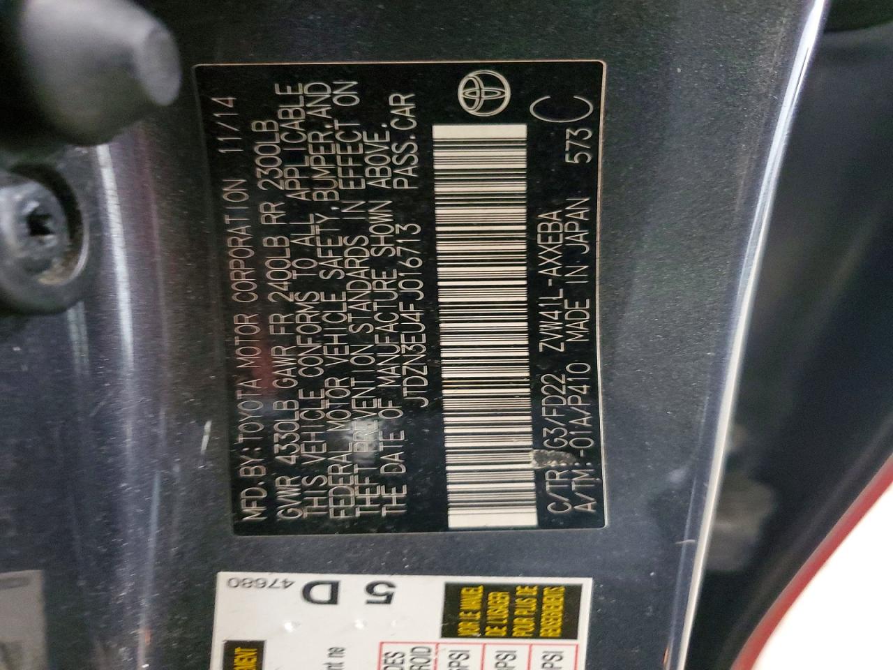2015 Toyota Prius V Two Red vin: JTDZN3EU4FJ016713