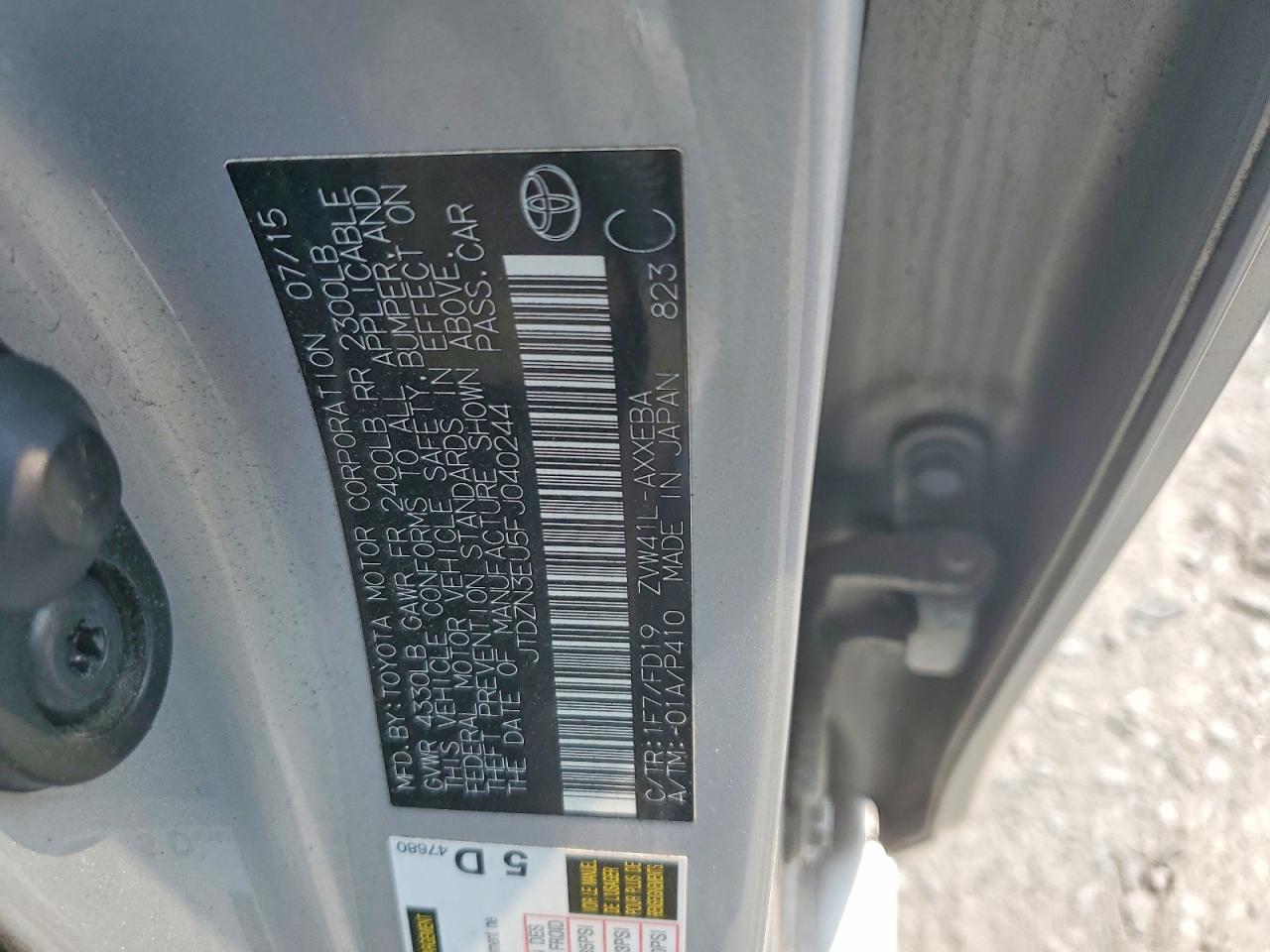 2015 Toyota Prius Silver vin: JTDZN3EU5FJ040244