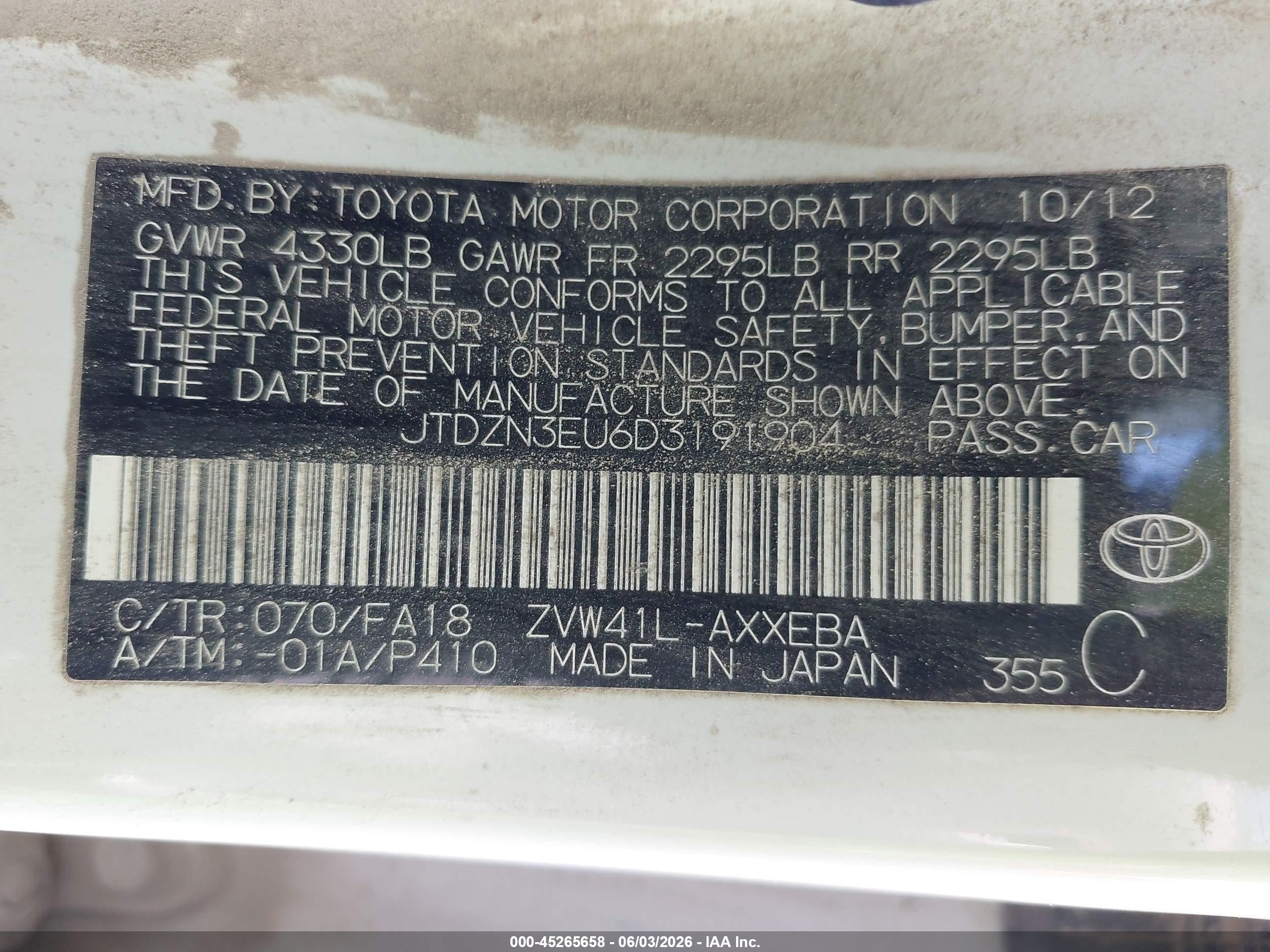 2013 Toyota Prius V Three White vin: JTDZN3EU6D3191904