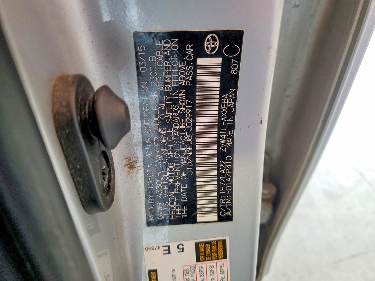 2015 Toyota Prius V Five Silver vin: JTDZN3EU8FJ029917