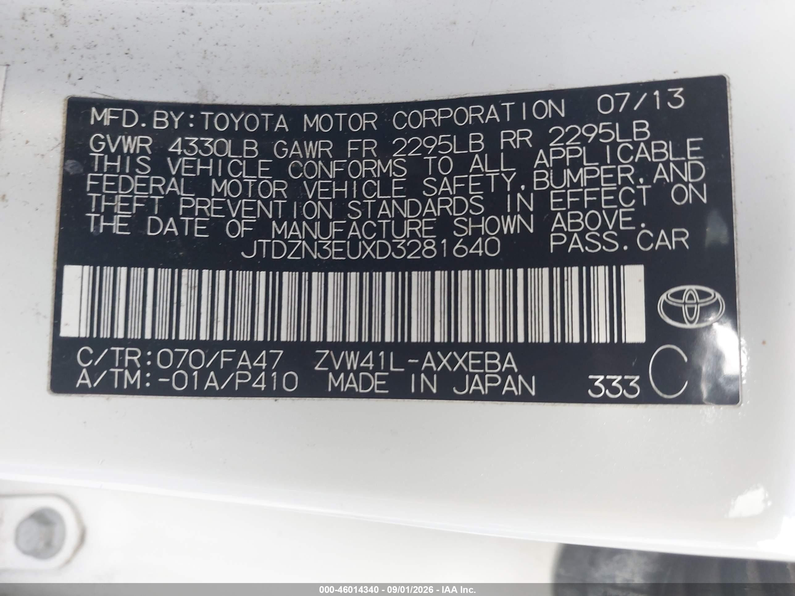 2013 Toyota Prius V Three White vin: JTDZN3EUXD3281640