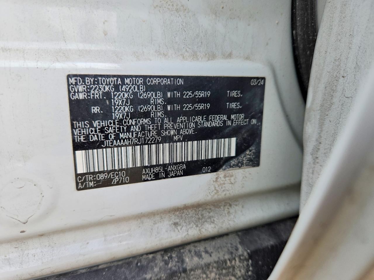 2024 Toyota Venza Xle White vin: JTEAAAAH7RJ172279