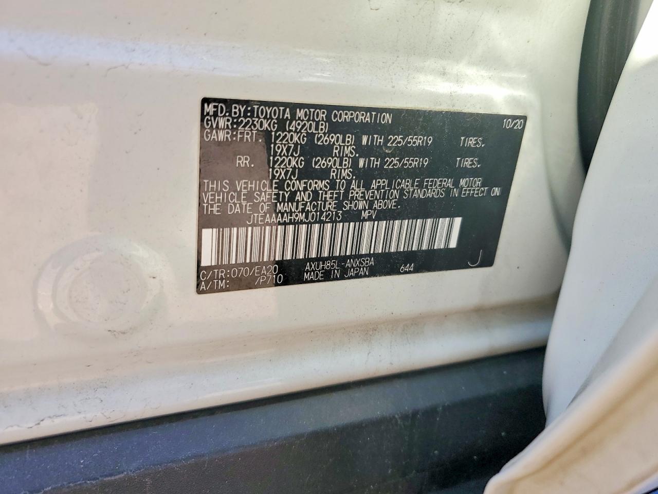 2021 Toyota Venza Limited White vin: JTEAAAAH9MJ014213