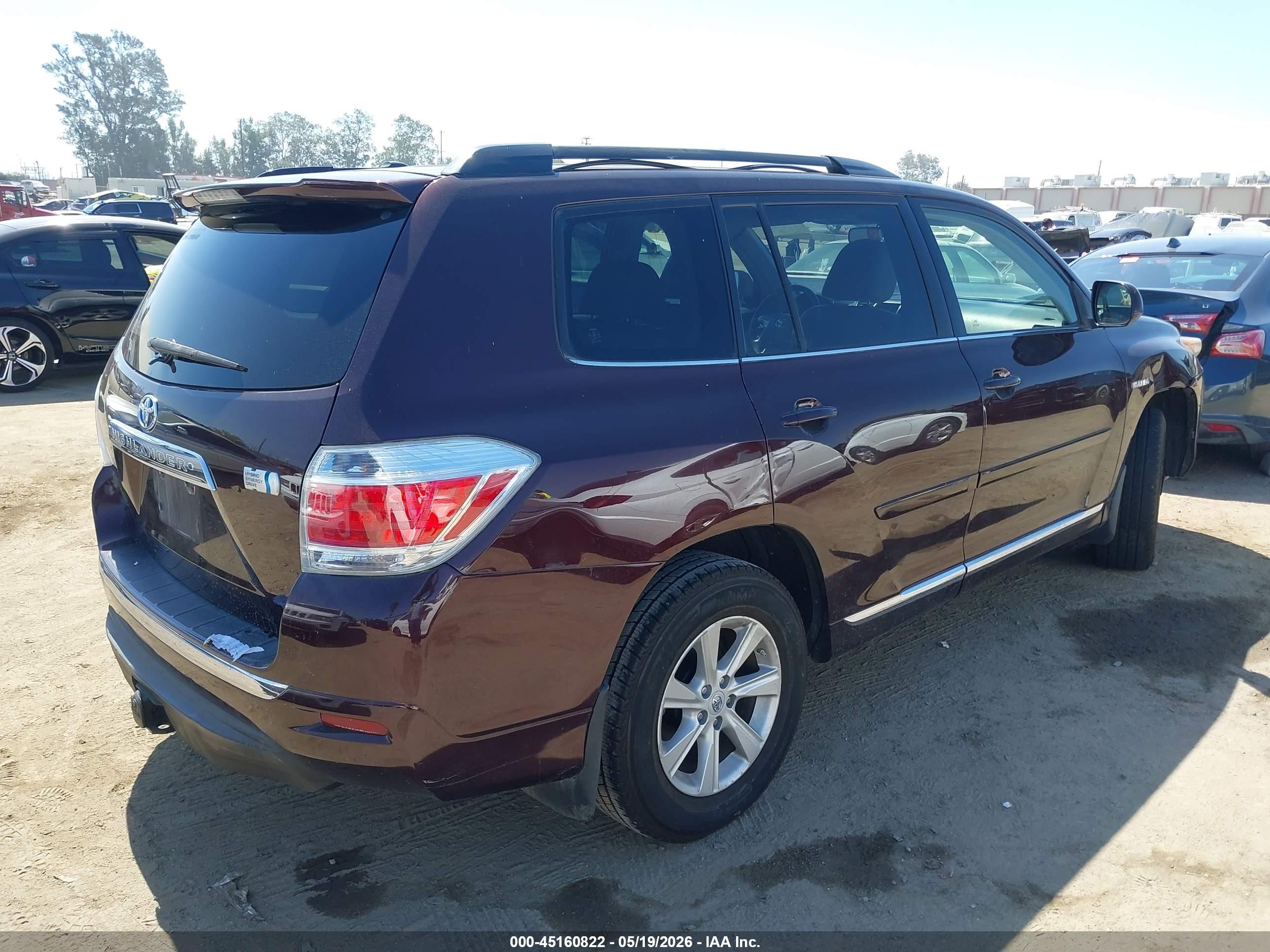 2013 Toyota Highlander Hybrid Base V6 Burgundy vin: JTEBC3EH0D2018858