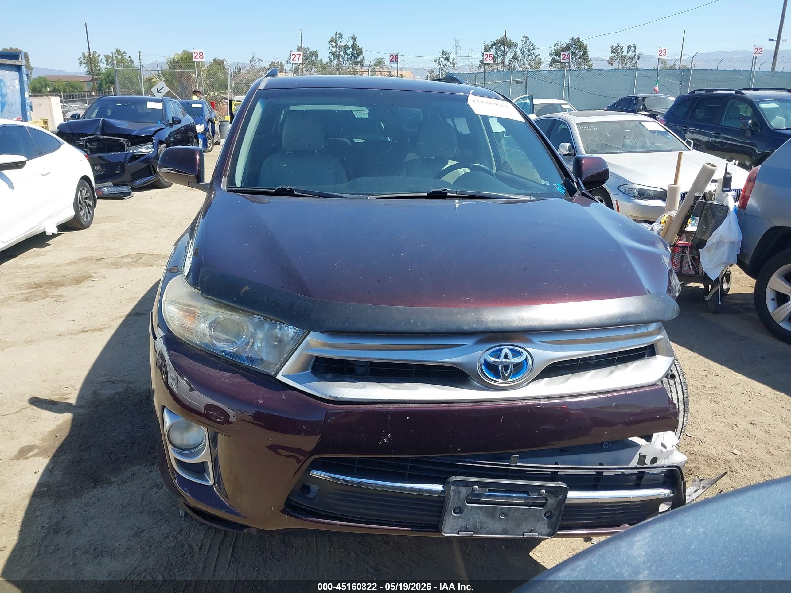 2013 Toyota Highlander Hybrid Base V6 Burgundy vin: JTEBC3EH0D2018858