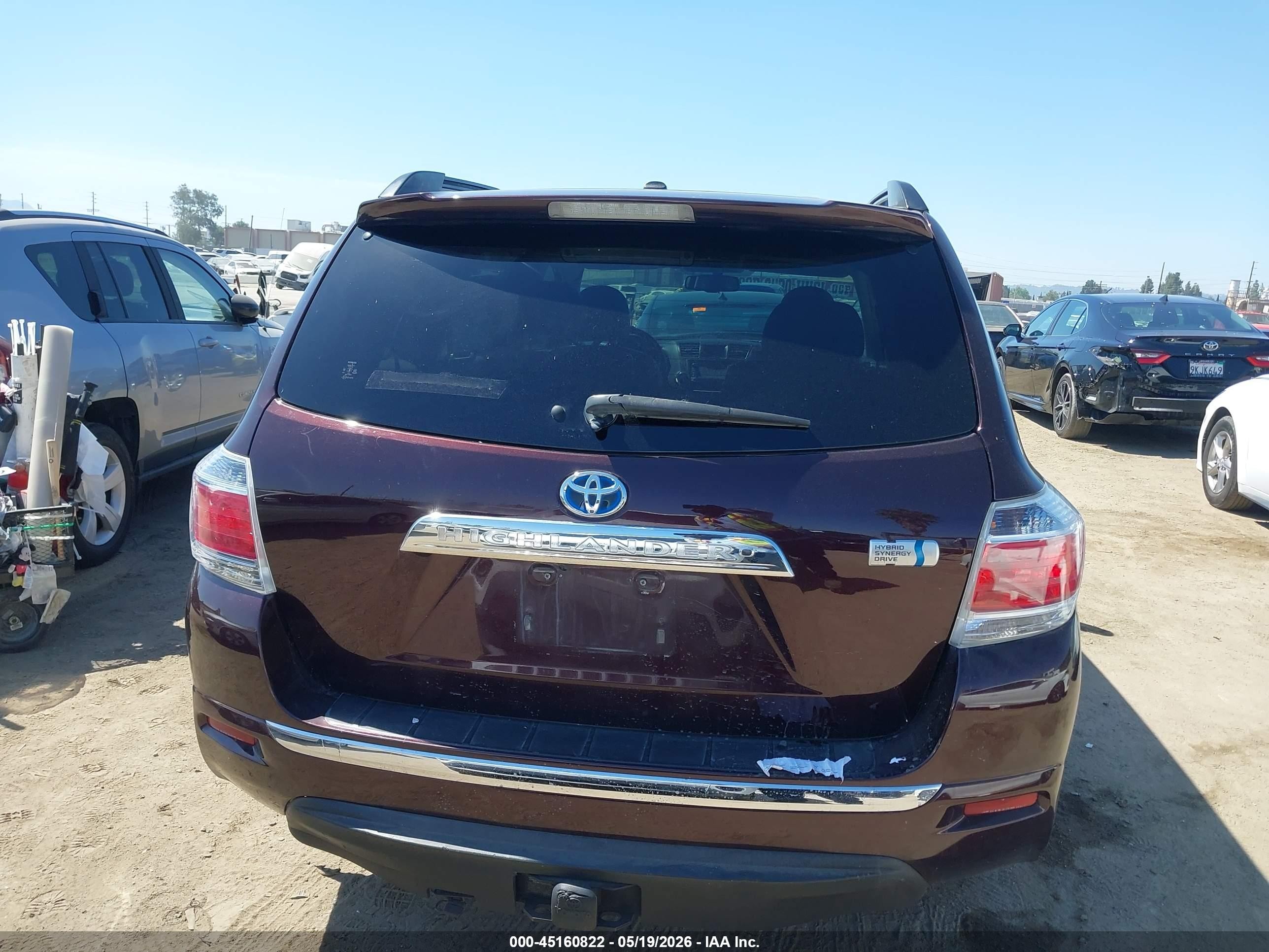 2013 Toyota Highlander Hybrid Base V6 Burgundy vin: JTEBC3EH0D2018858