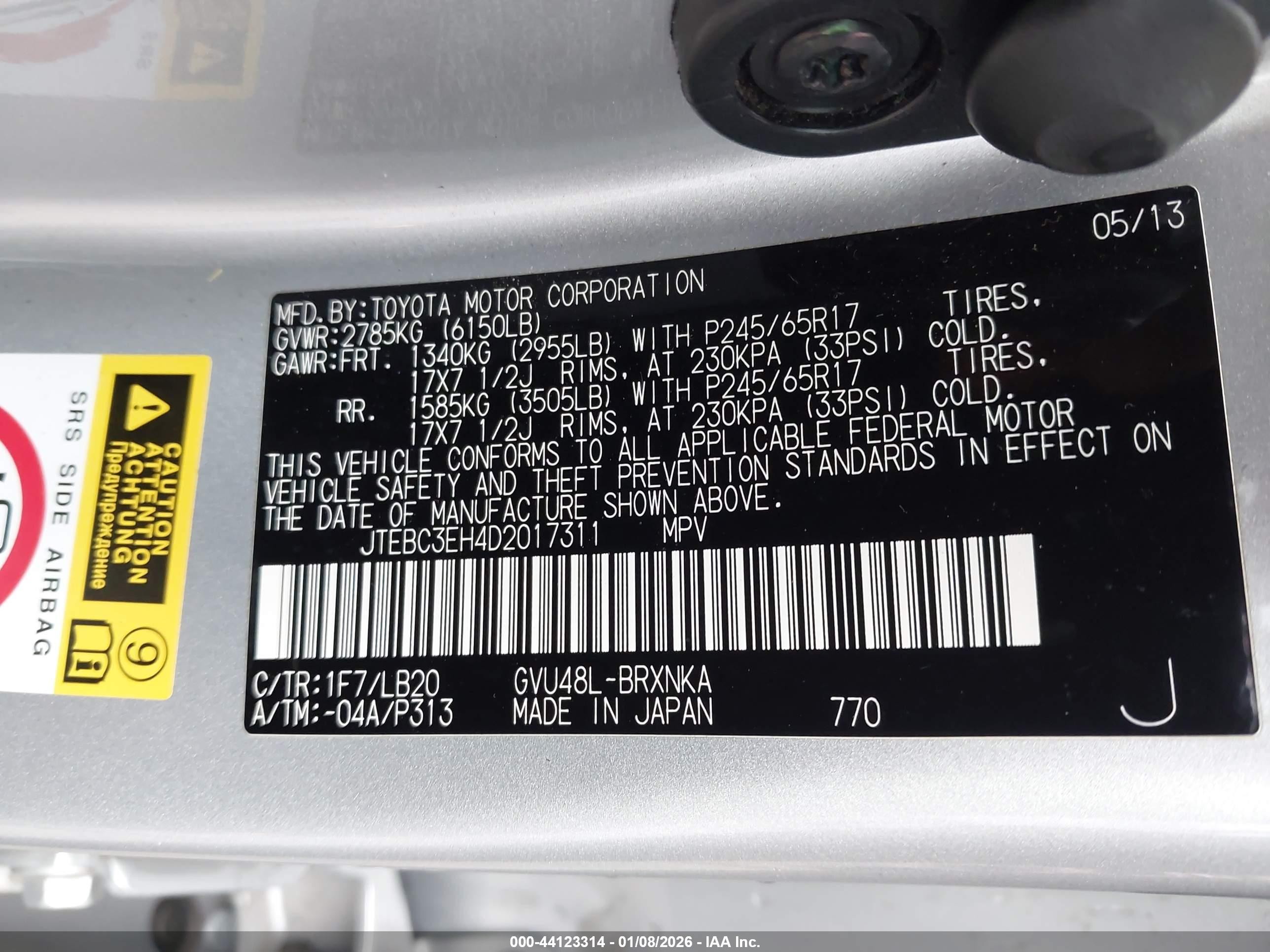 2013 Toyota Highlander Hybrid Base V6 Silver vin: JTEBC3EH4D2017311