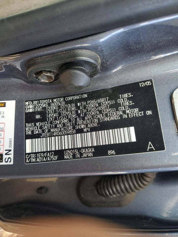 2006 Toyota 4runner Sr5 Серый vin: JTEBT14R060059858
