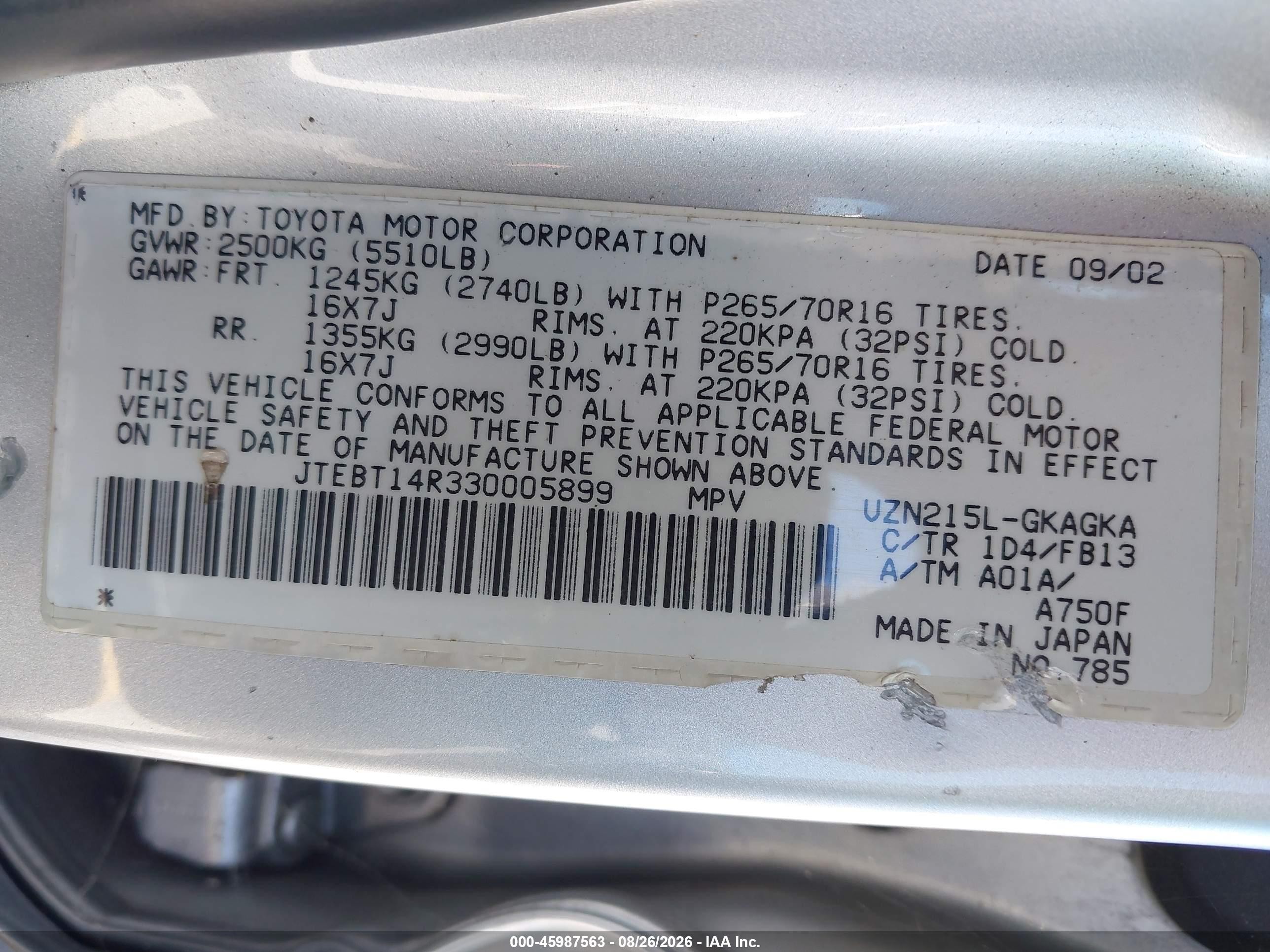 2003 Toyota 4runner Sr5 Sport V8 Silver vin: JTEBT14R330005899