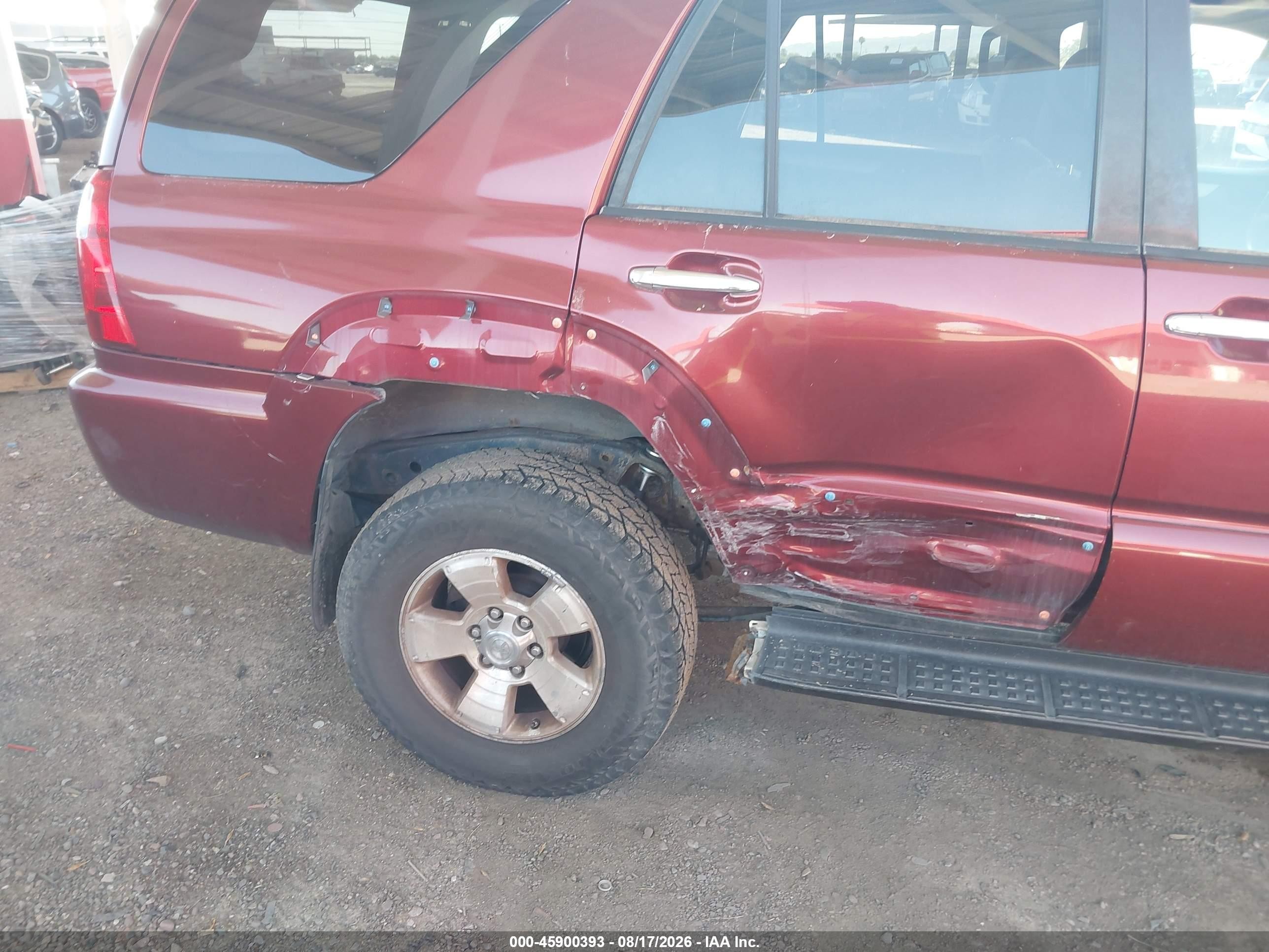 2006 Toyota 4runner Sr5 V8 Burgundy vin: JTEBT14R368029920