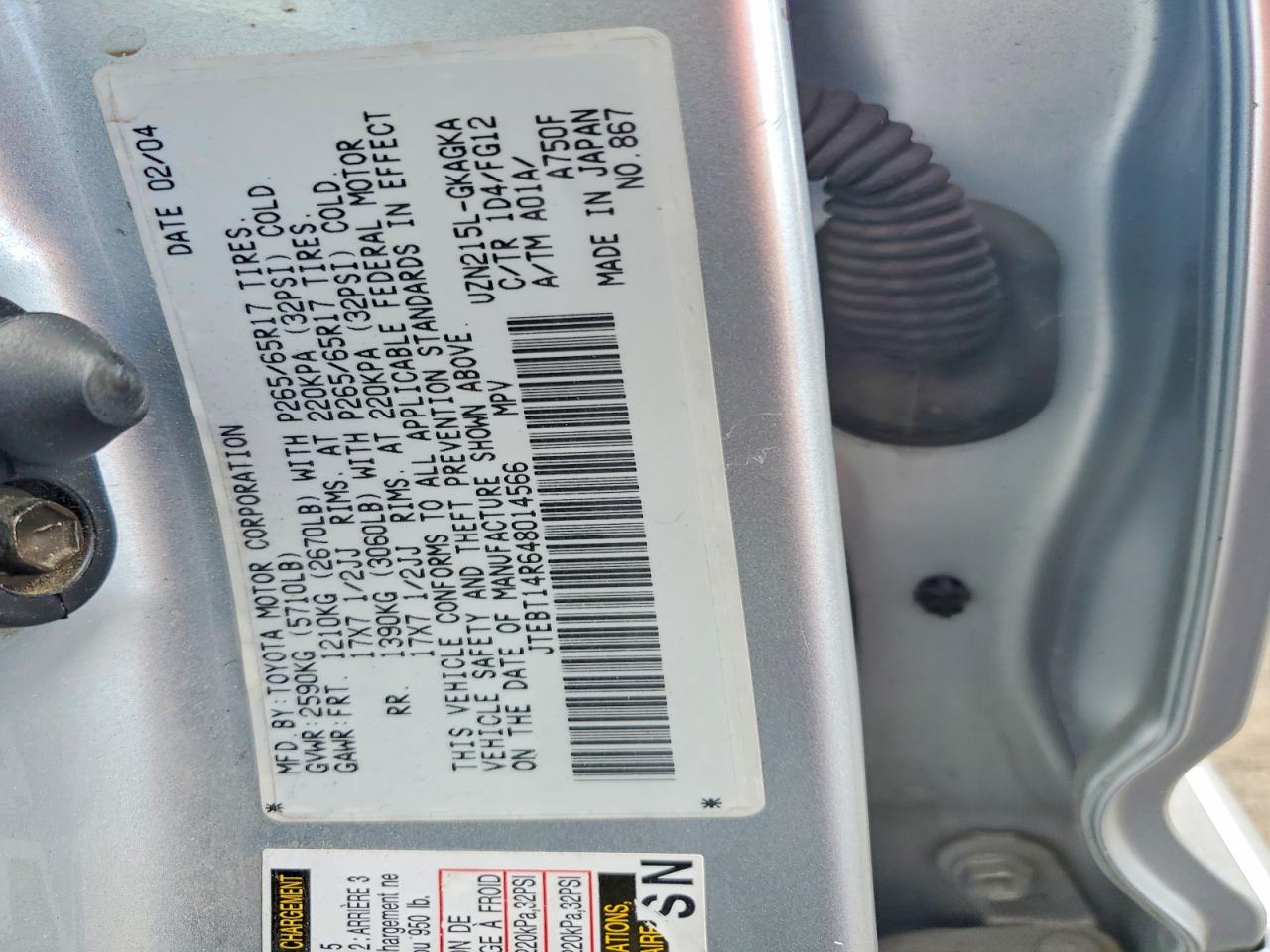2004 Toyota 4runner Sr5 Silver vin: JTEBT14R648014566
