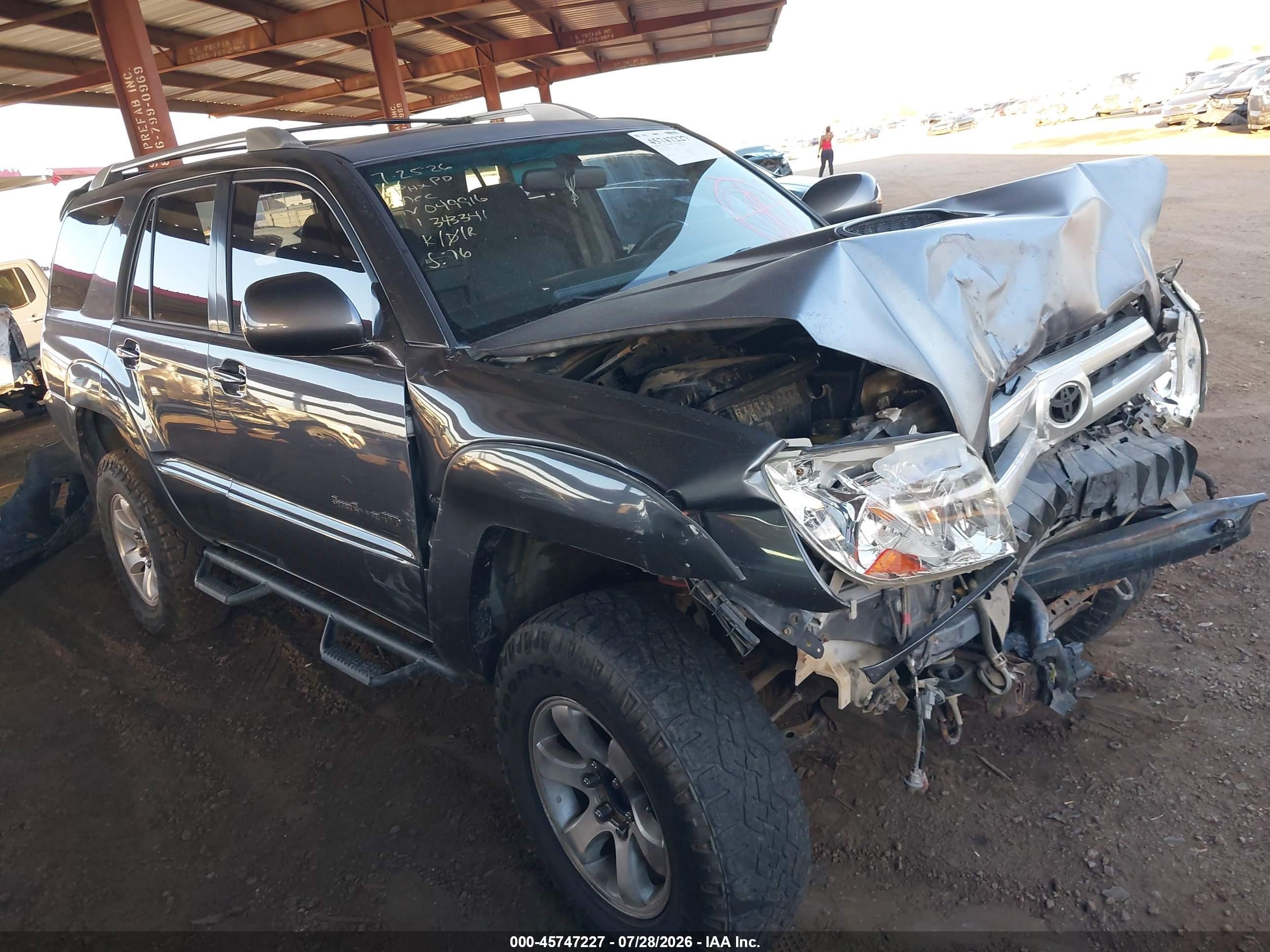 2005 Toyota 4runner Sr5 Sport V8 Gray vin: JTEBT14R650049916