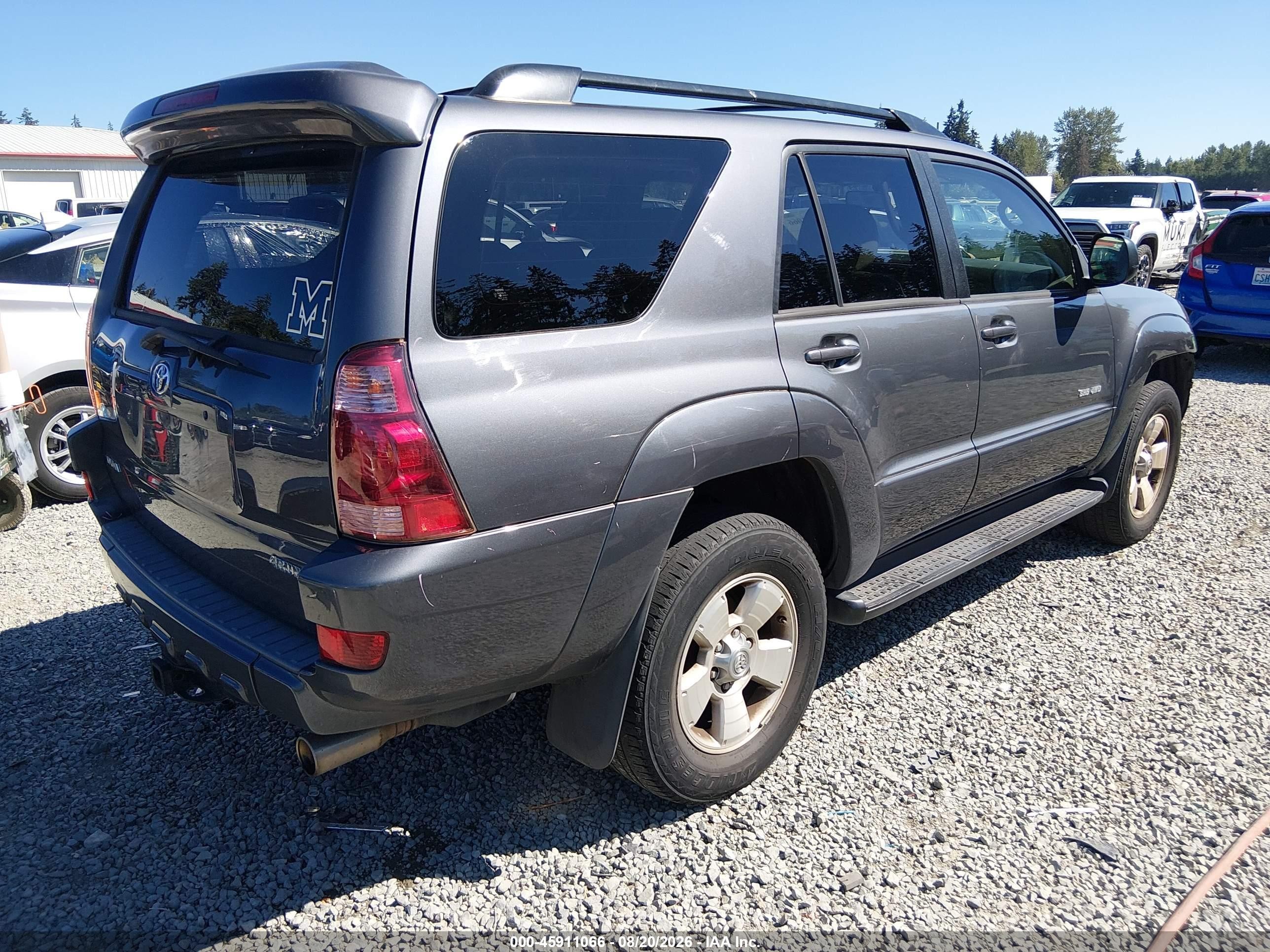 2005 Toyota 4runner Sr5 V8 Gray vin: JTEBT14R850055846