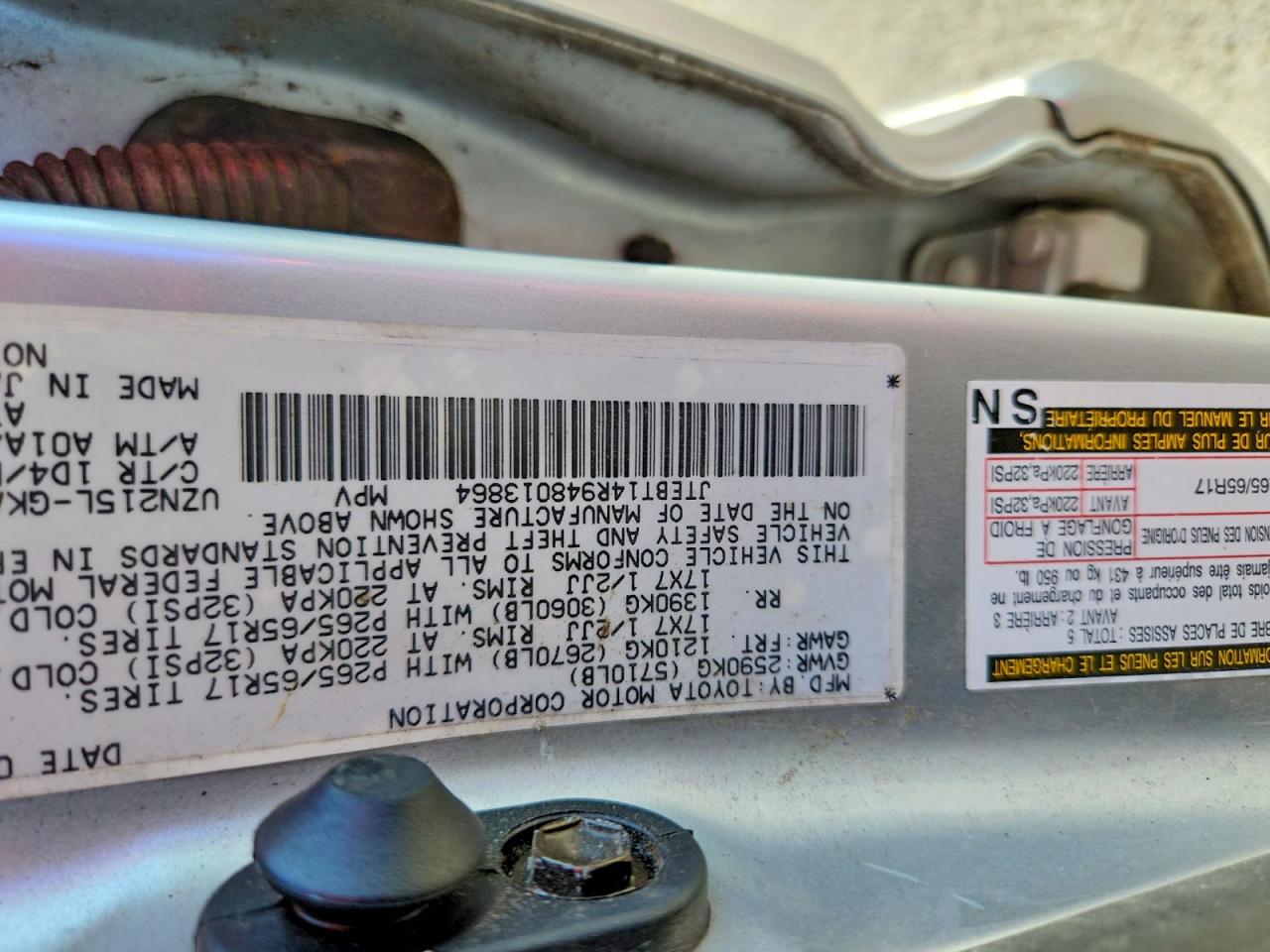 2004 Toyota 4runner Sr5 Серебряный vin: JTEBT14R948013864