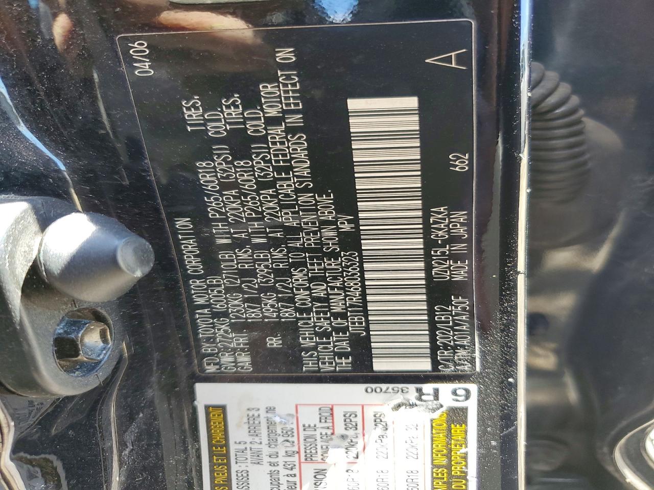 2006 Toyota 4runner Limited Black vin: JTEBT17R468036323
