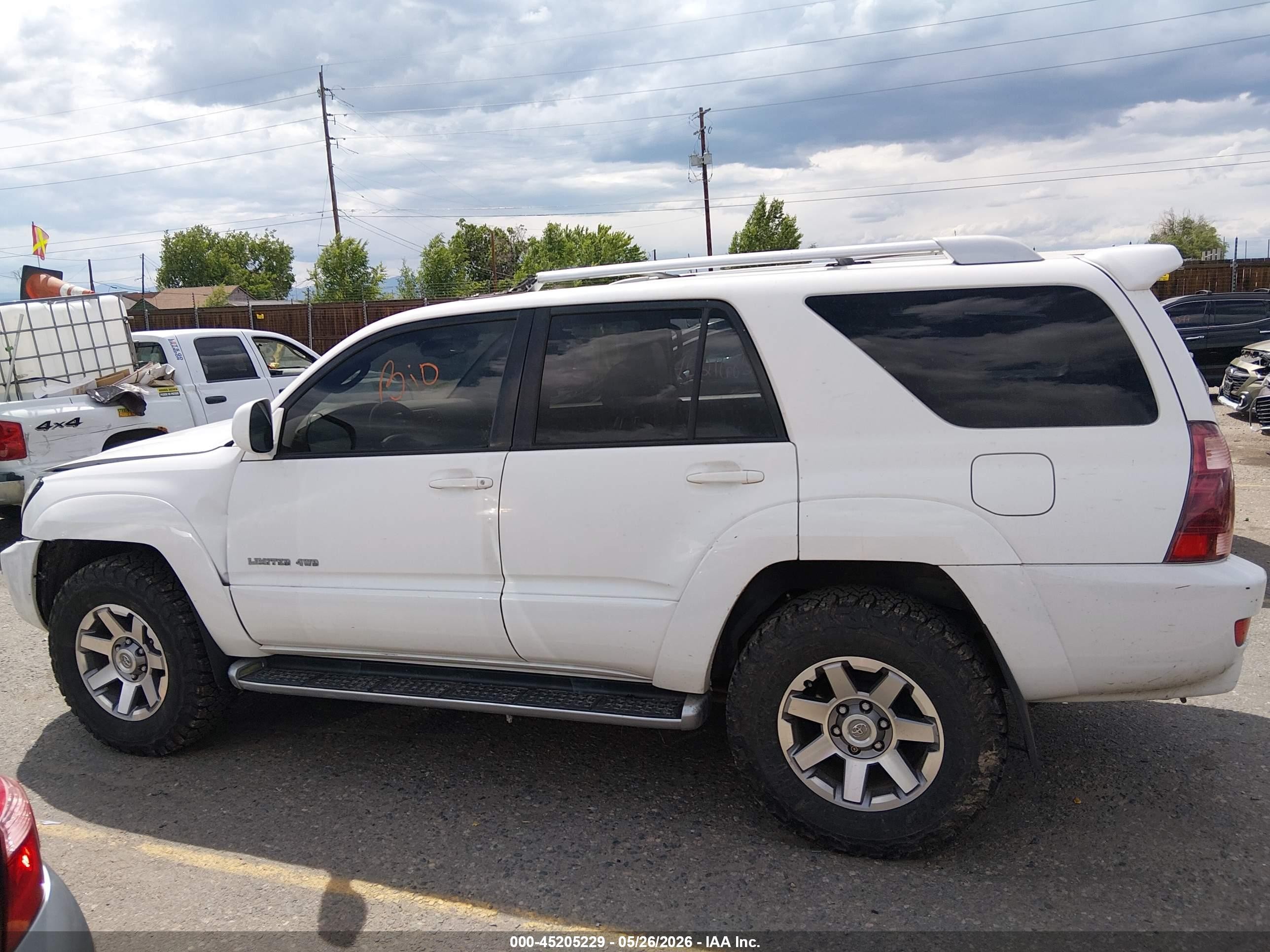 2004 Toyota 4runner Limited V8 White vin: JTEBT17R748015172