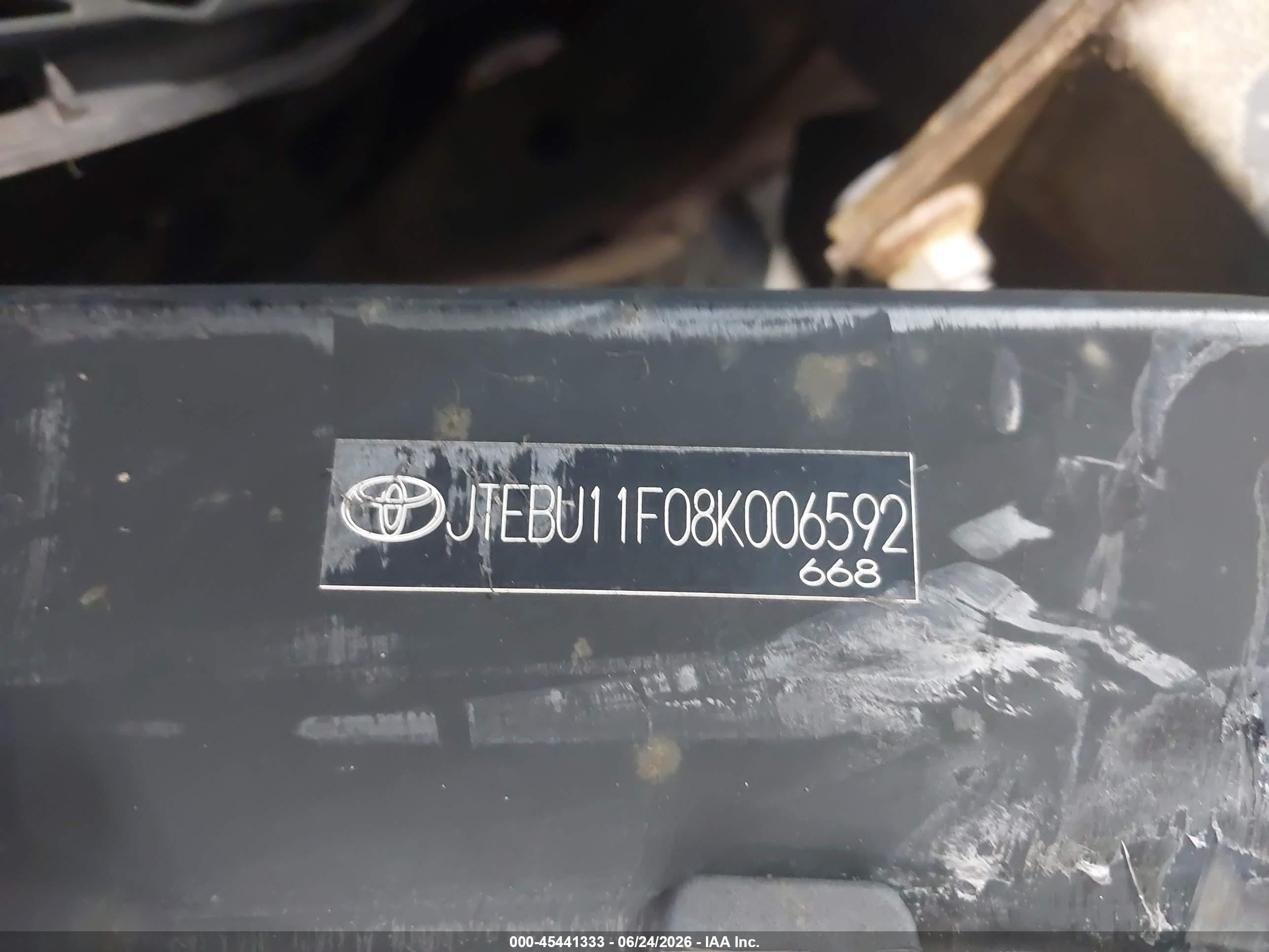 2008 Toyota Fj Cruiser   Black vin: JTEBU11F08K006592