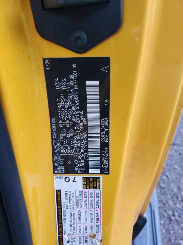 2007 Toyota Fj Cruiser Yellow vin: JTEBU11FX70052800