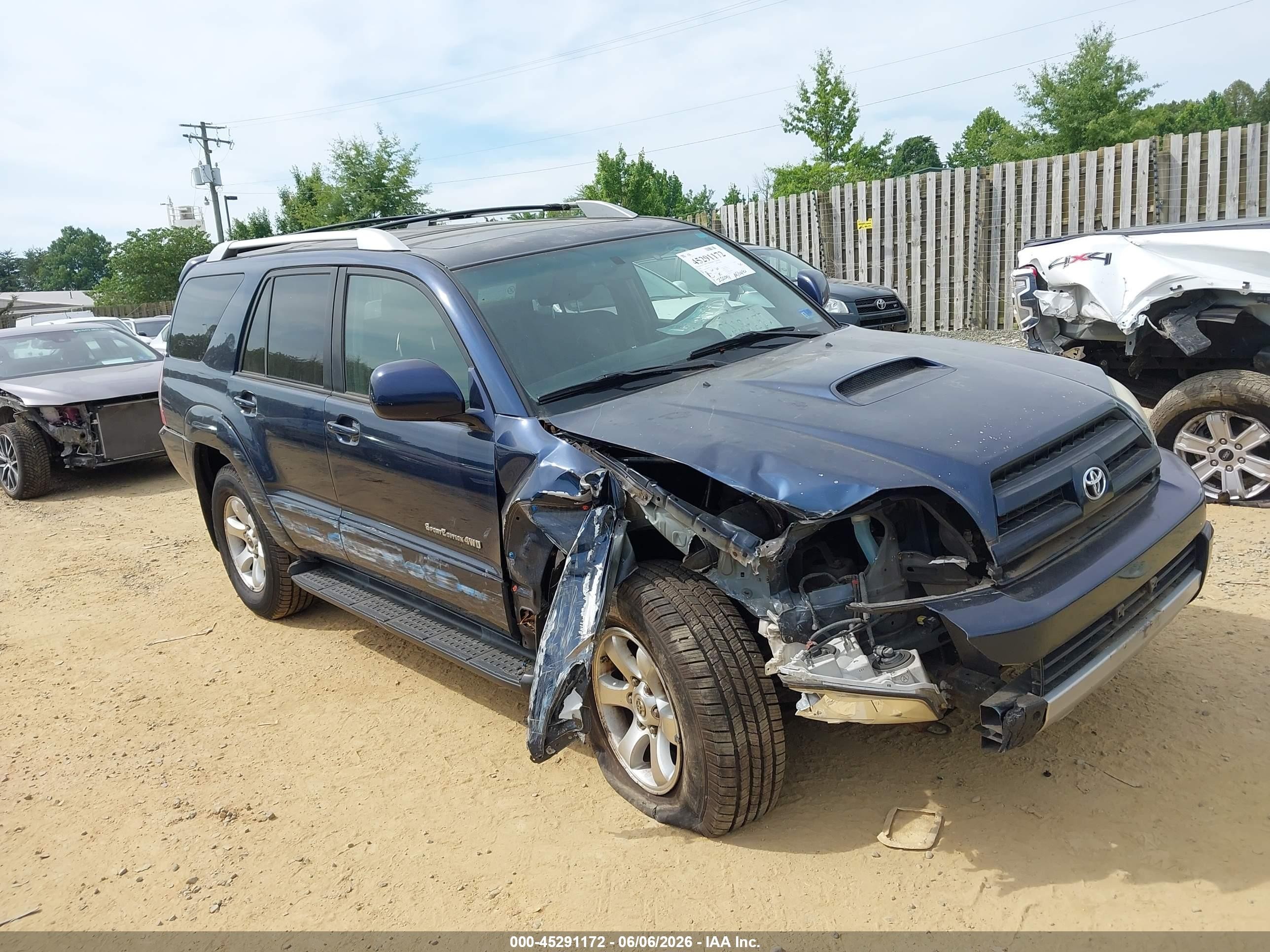 2004 Toyota 4runner Sr5 Sport V6 Blue vin: JTEBU14R048022708