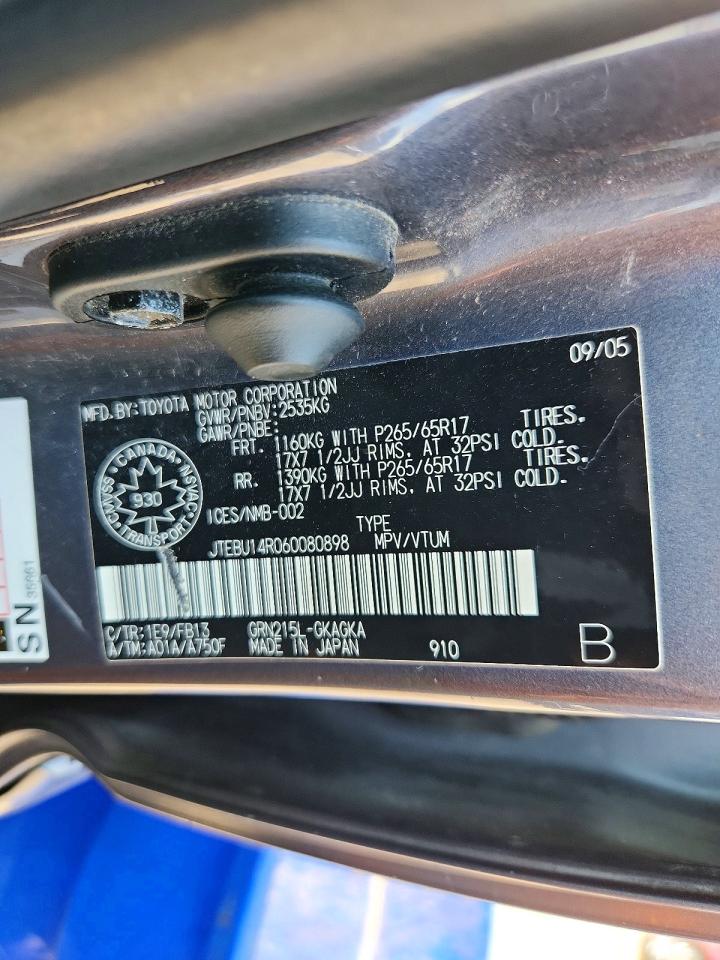 2006 Toyota 4runner Sr5 Gray vin: JTEBU14R060080898