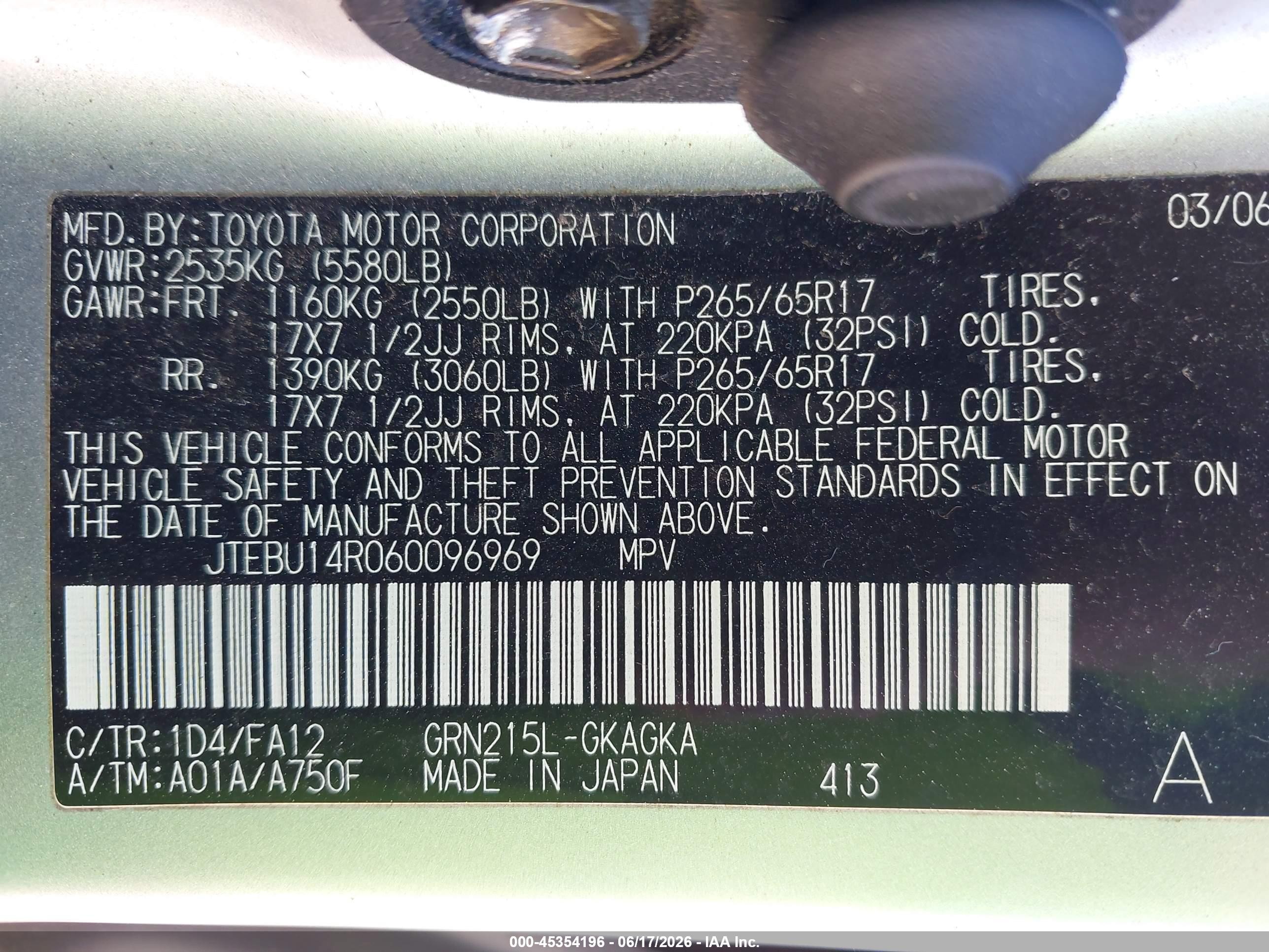 2006 Toyota 4runner Sr5 Gray vin: JTEBU14R060096969