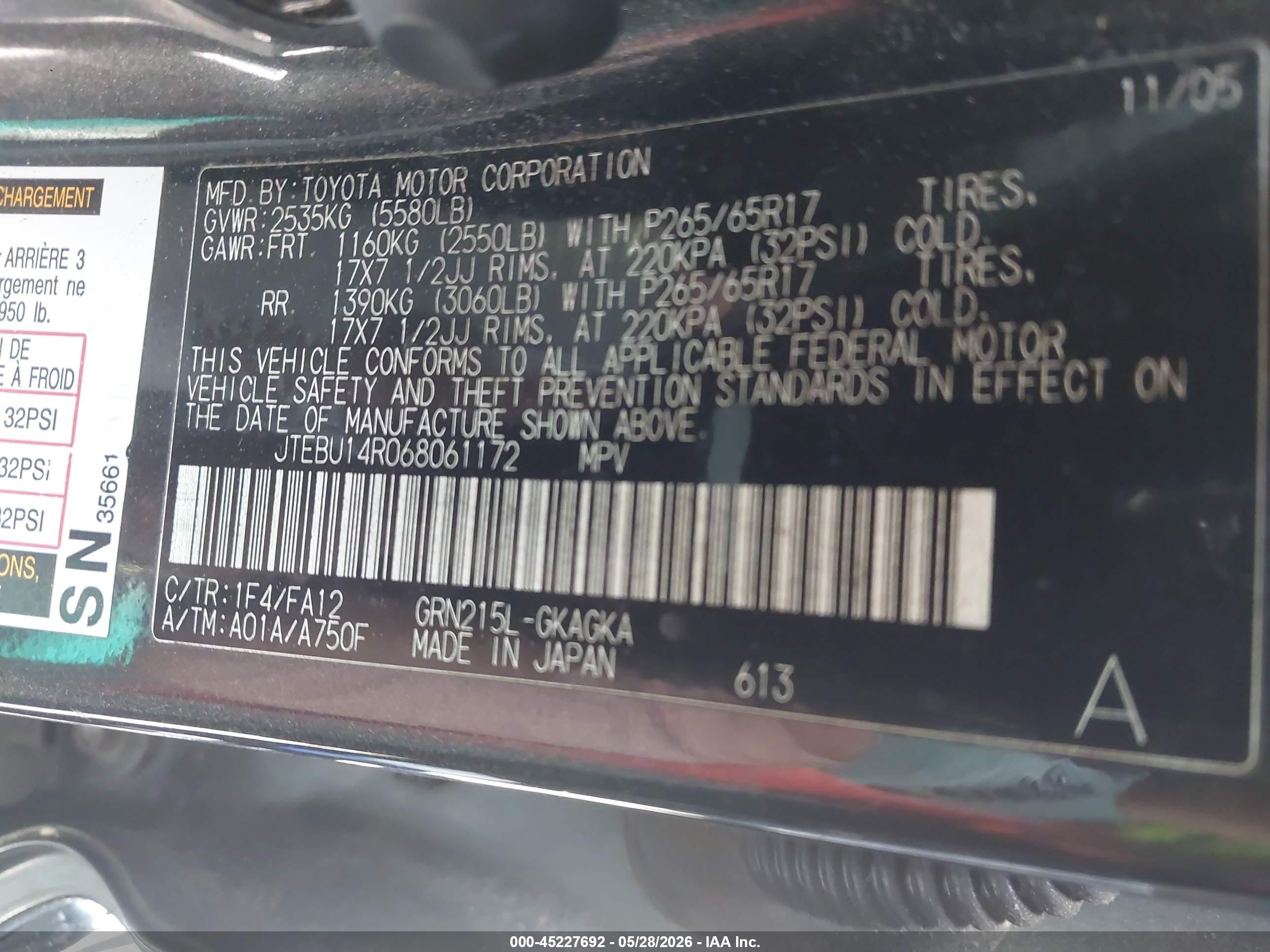 2006 Toyota 4runner Sr5 Black vin: JTEBU14R068061172