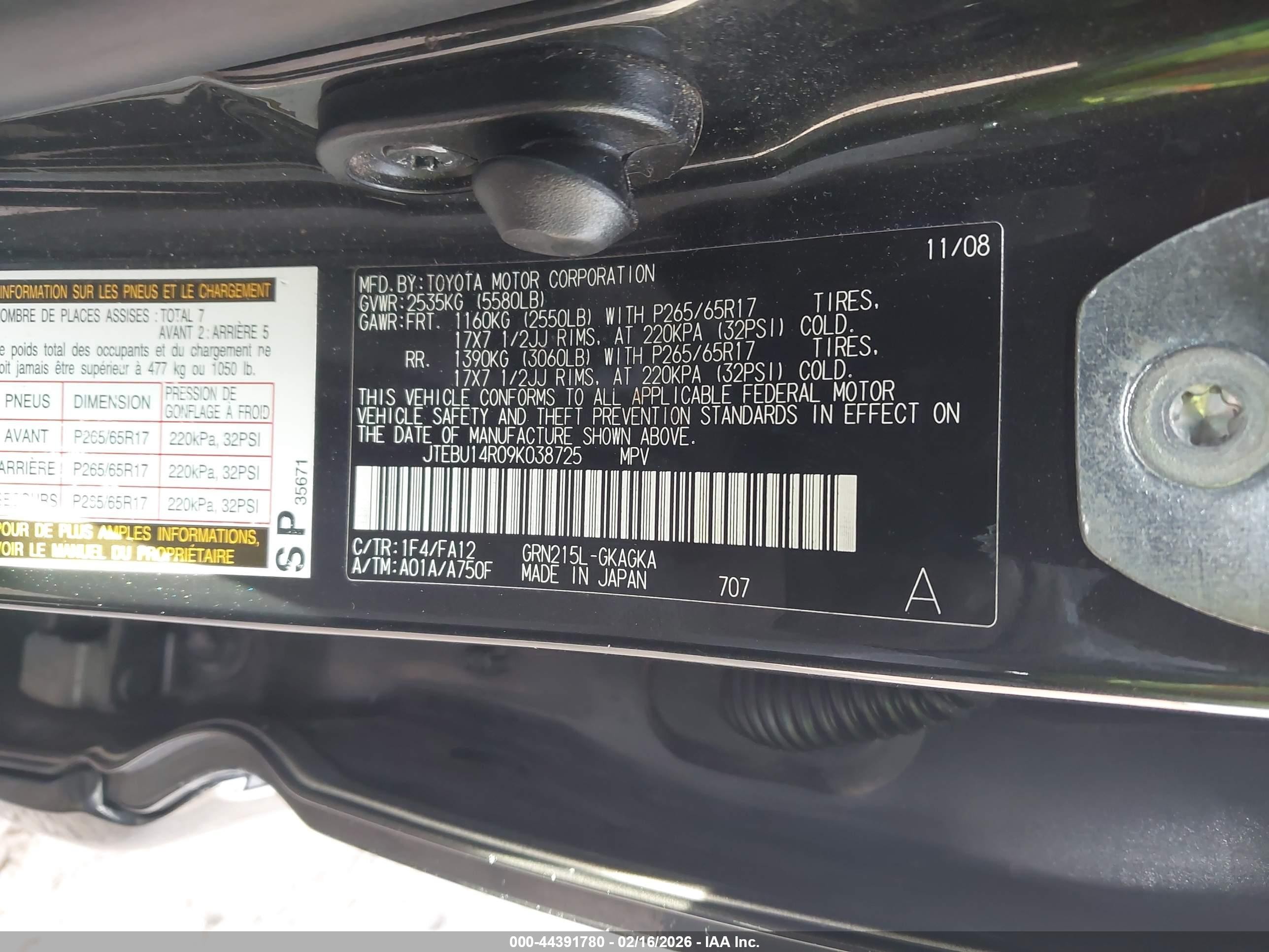 2009 Toyota 4runner Sr5 V6 Black vin: JTEBU14R09K038725