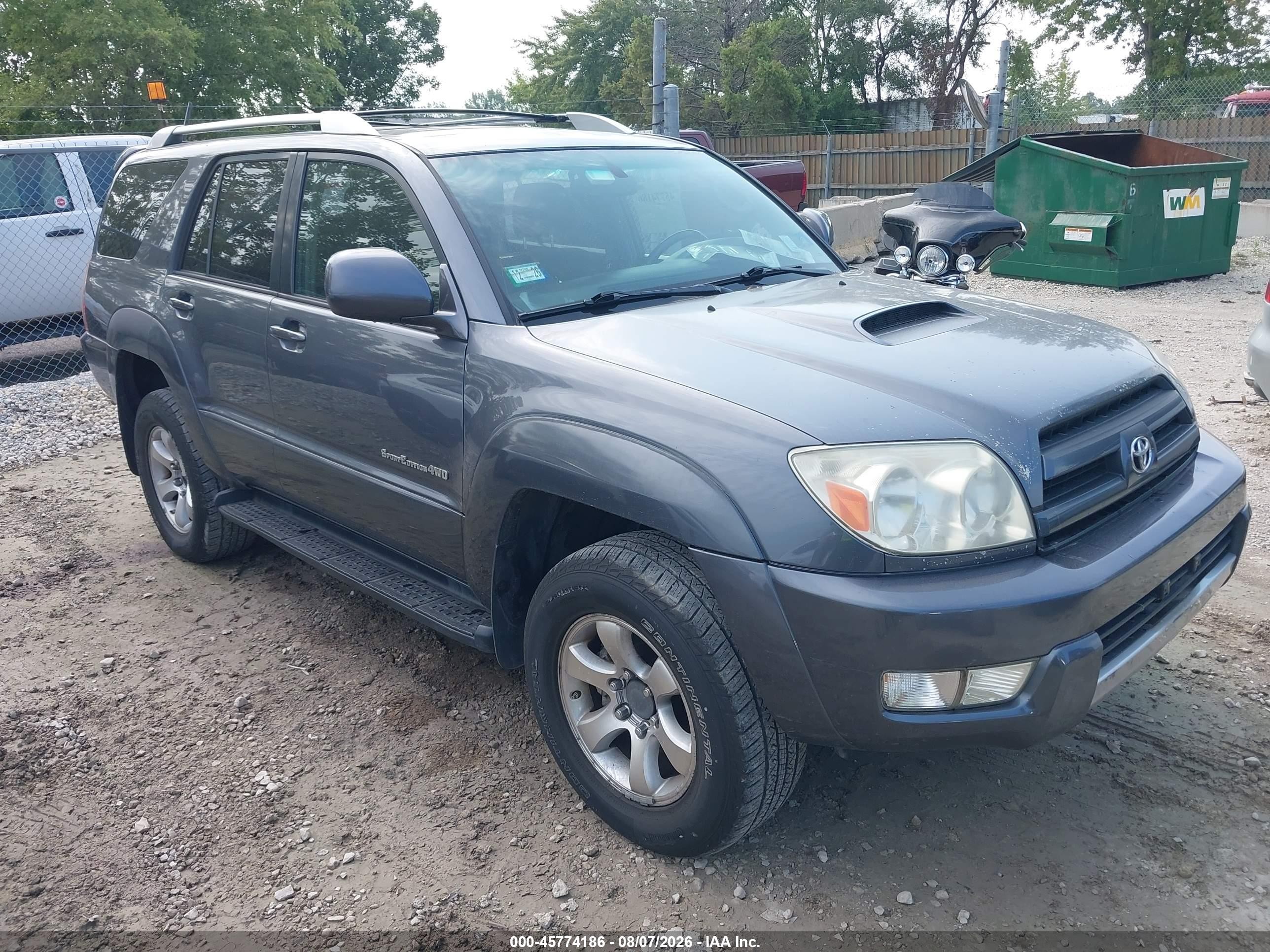2004 Toyota 4runner Sr5 Sport V6 Gray vin: JTEBU14R140050550