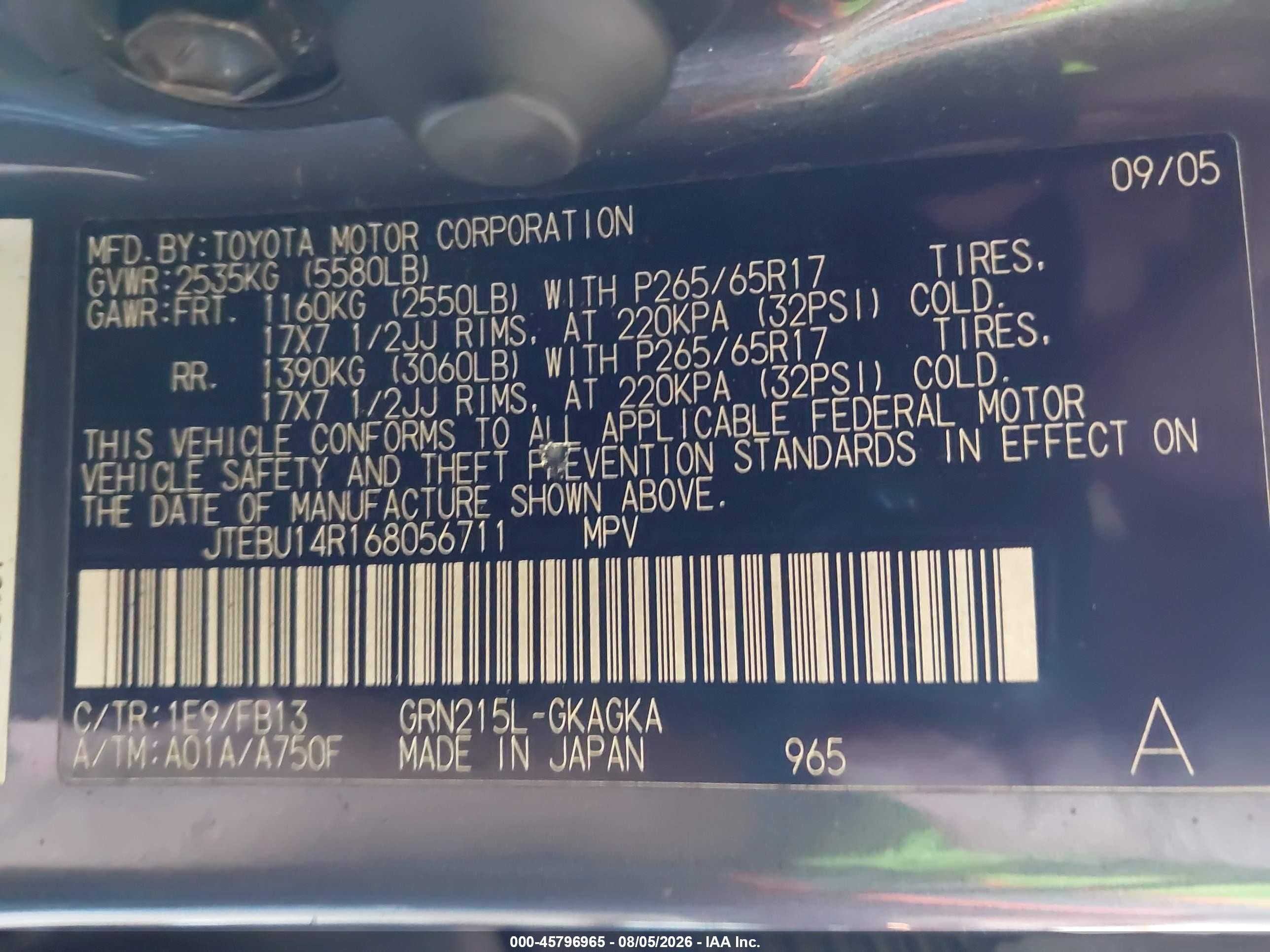 2006 Toyota 4runner Sr5 Sport V6 Серый vin: JTEBU14R168056711