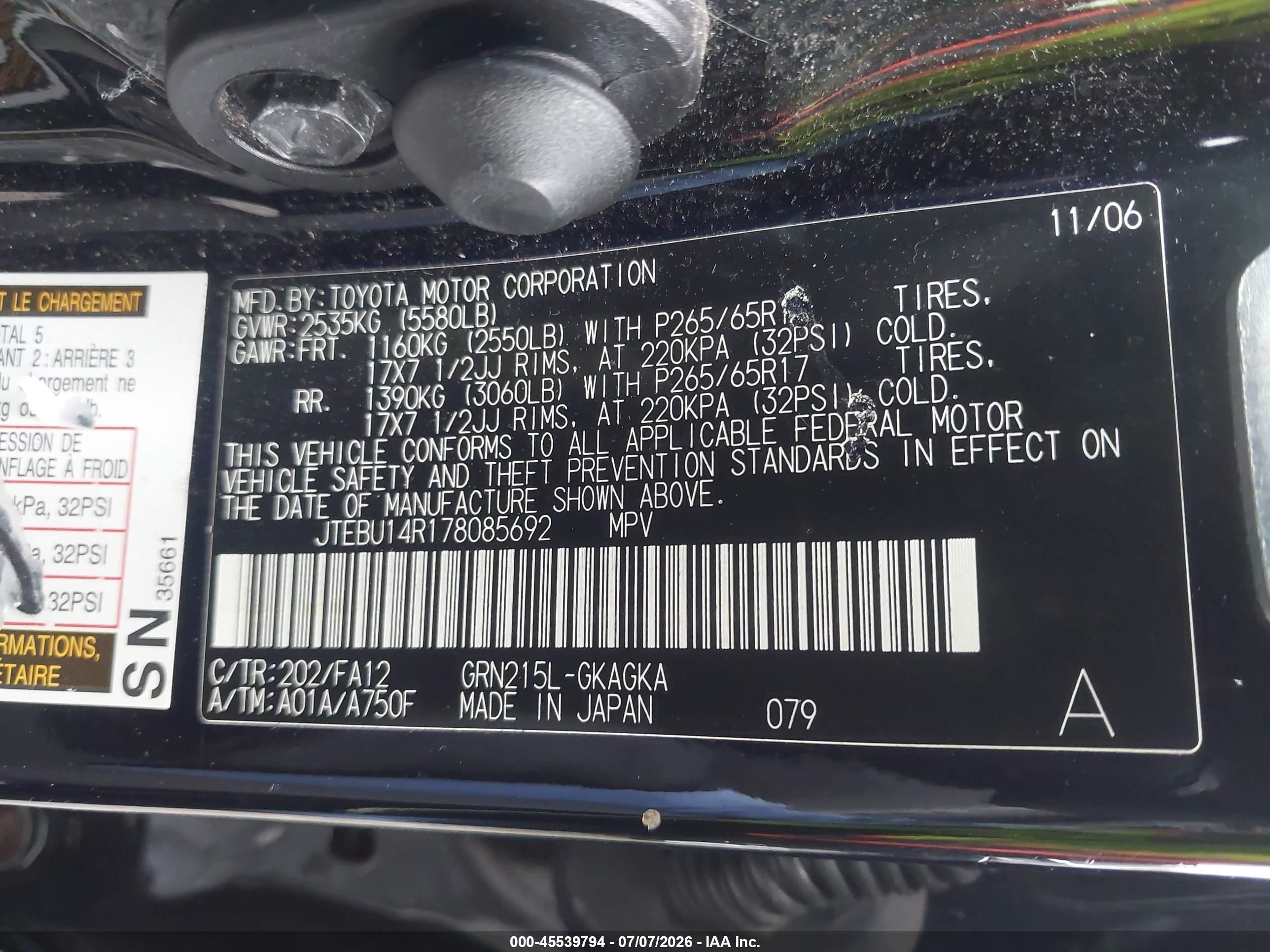 2007 Toyota 4runner Sr5 Black vin: JTEBU14R178085692