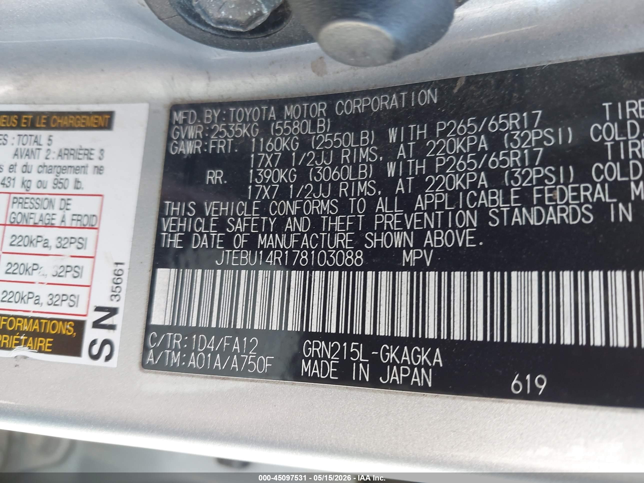 2007 Toyota 4runner Sr5 V6 Silver vin: JTEBU14R178103088