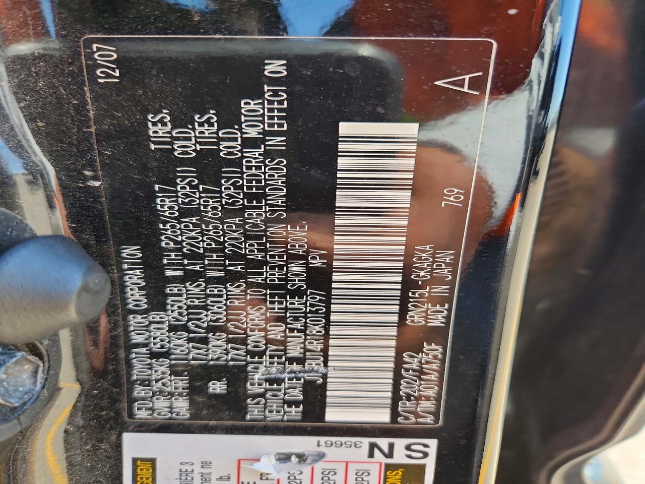 2008 Toyota 4runner Sr5 Black vin: JTEBU14R18K013797