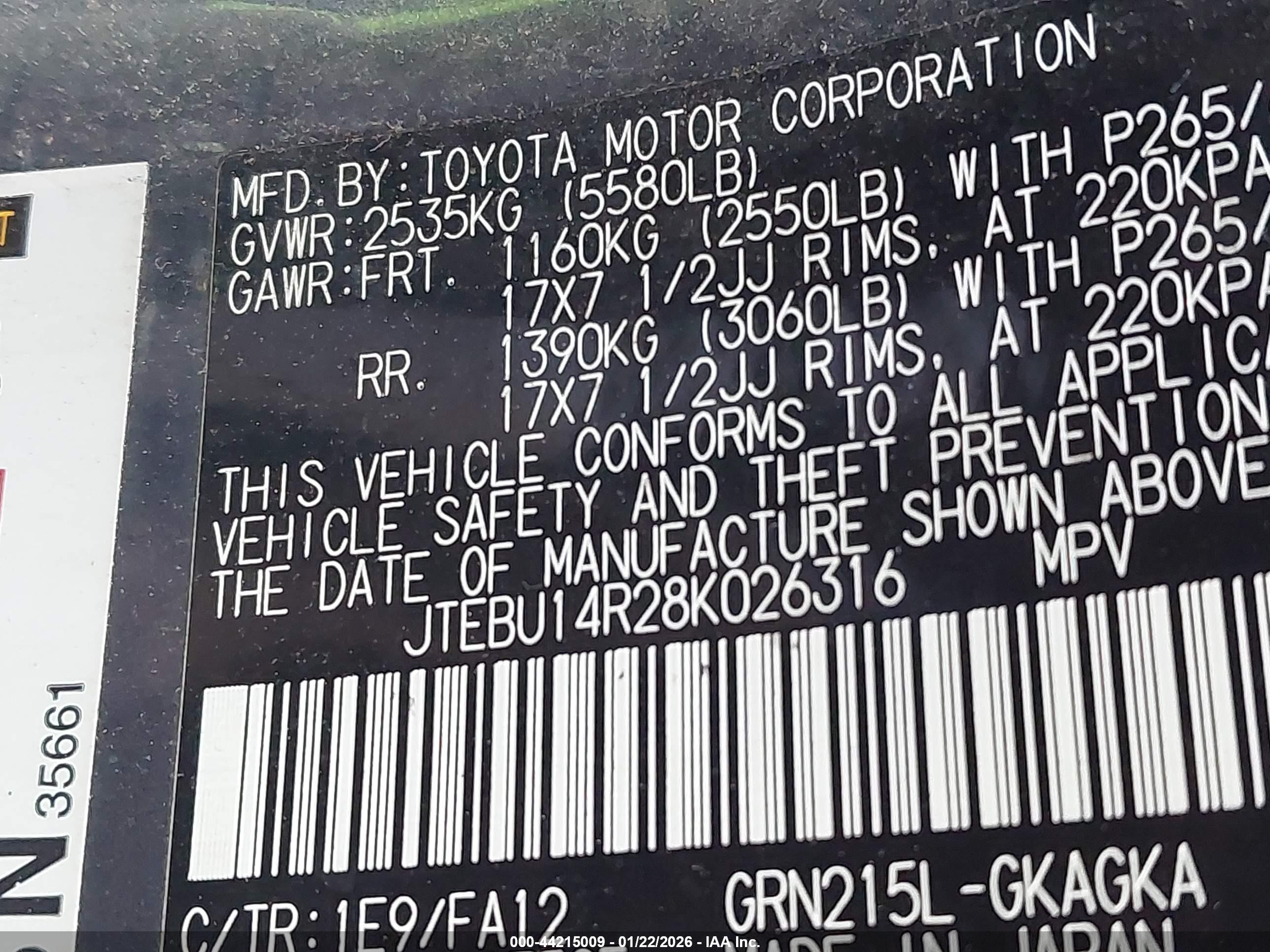 2008 Toyota 4runner Sr5 V6 Gray vin: JTEBU14R28K026316