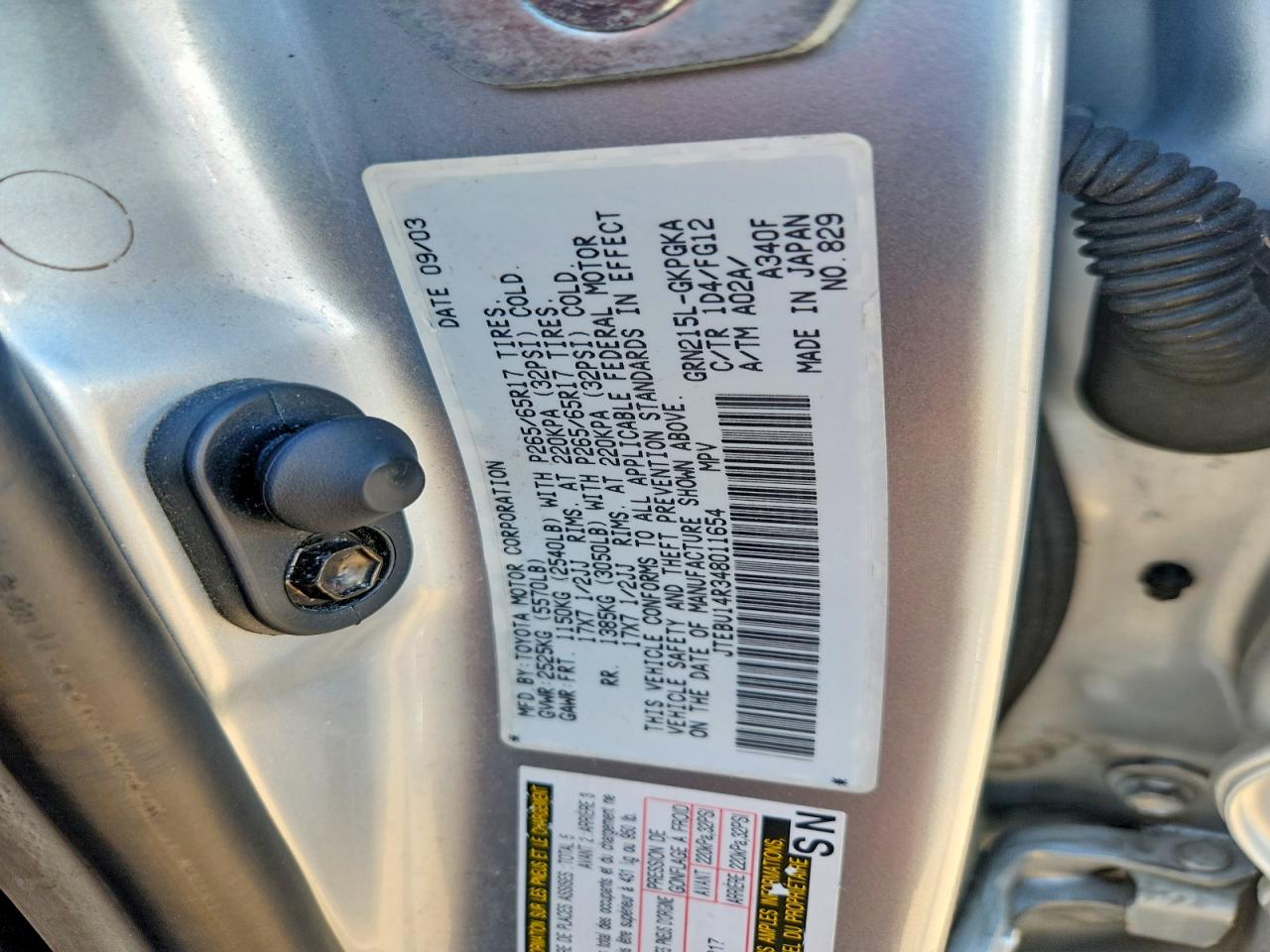 2004 Toyota 4runner Sr5 Silver vin: JTEBU14R348011654