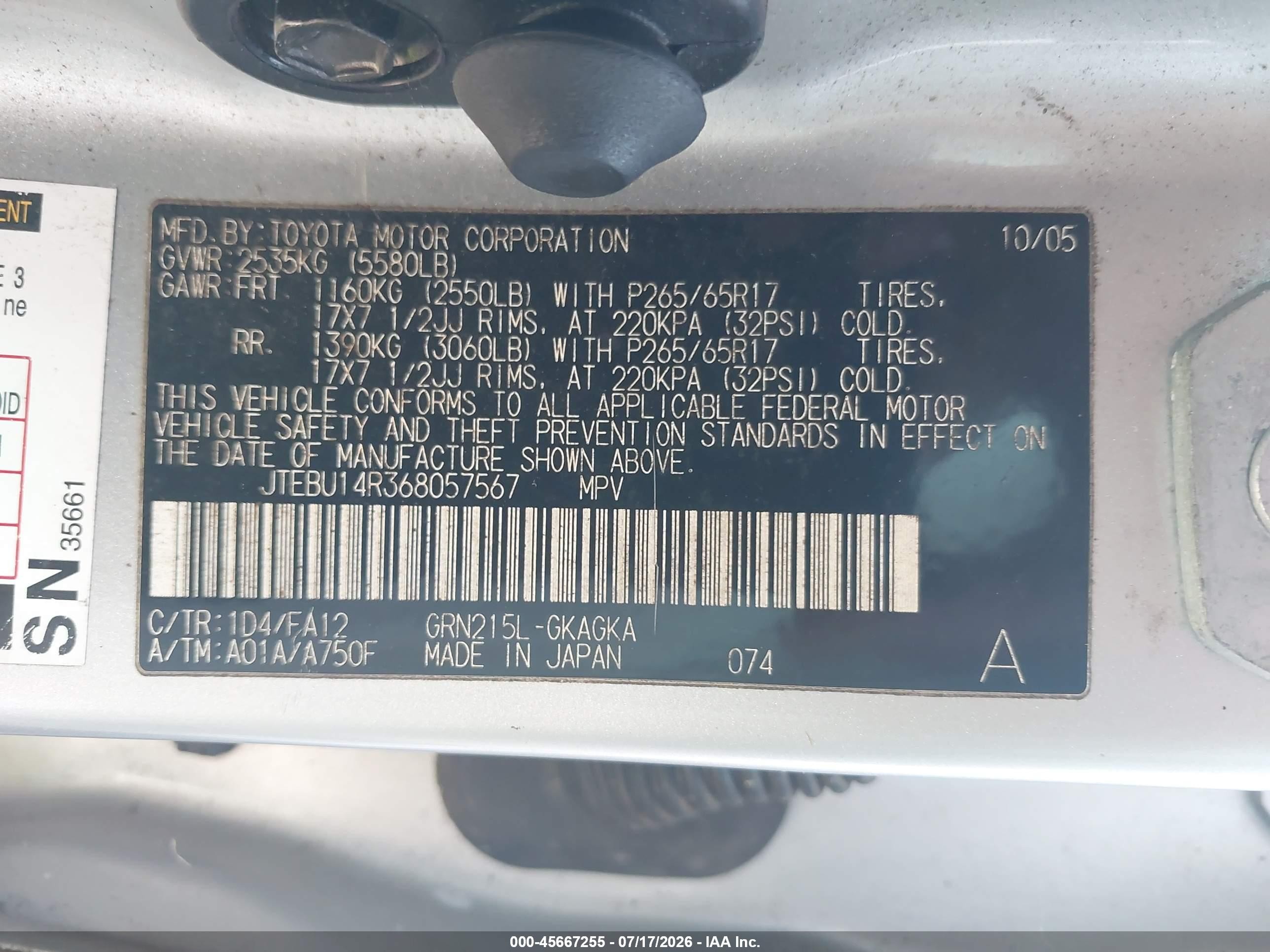 2006 Toyota 4runner Sr5 Sport V6/sr5 V6 Серебряный vin: JTEBU14R368057567