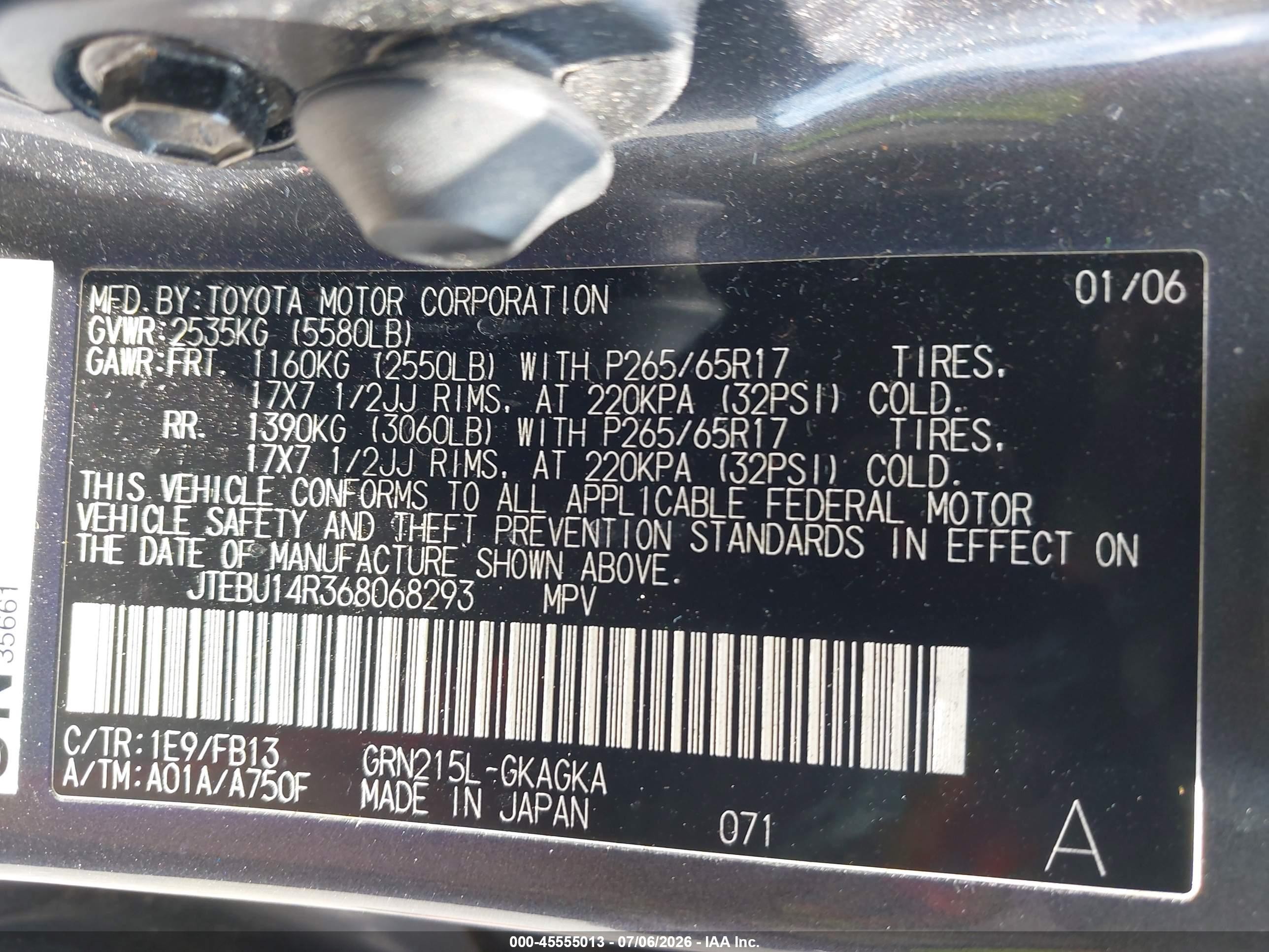 2006 Toyota 4runner Sr5 Sport V6 Gray vin: JTEBU14R368068293