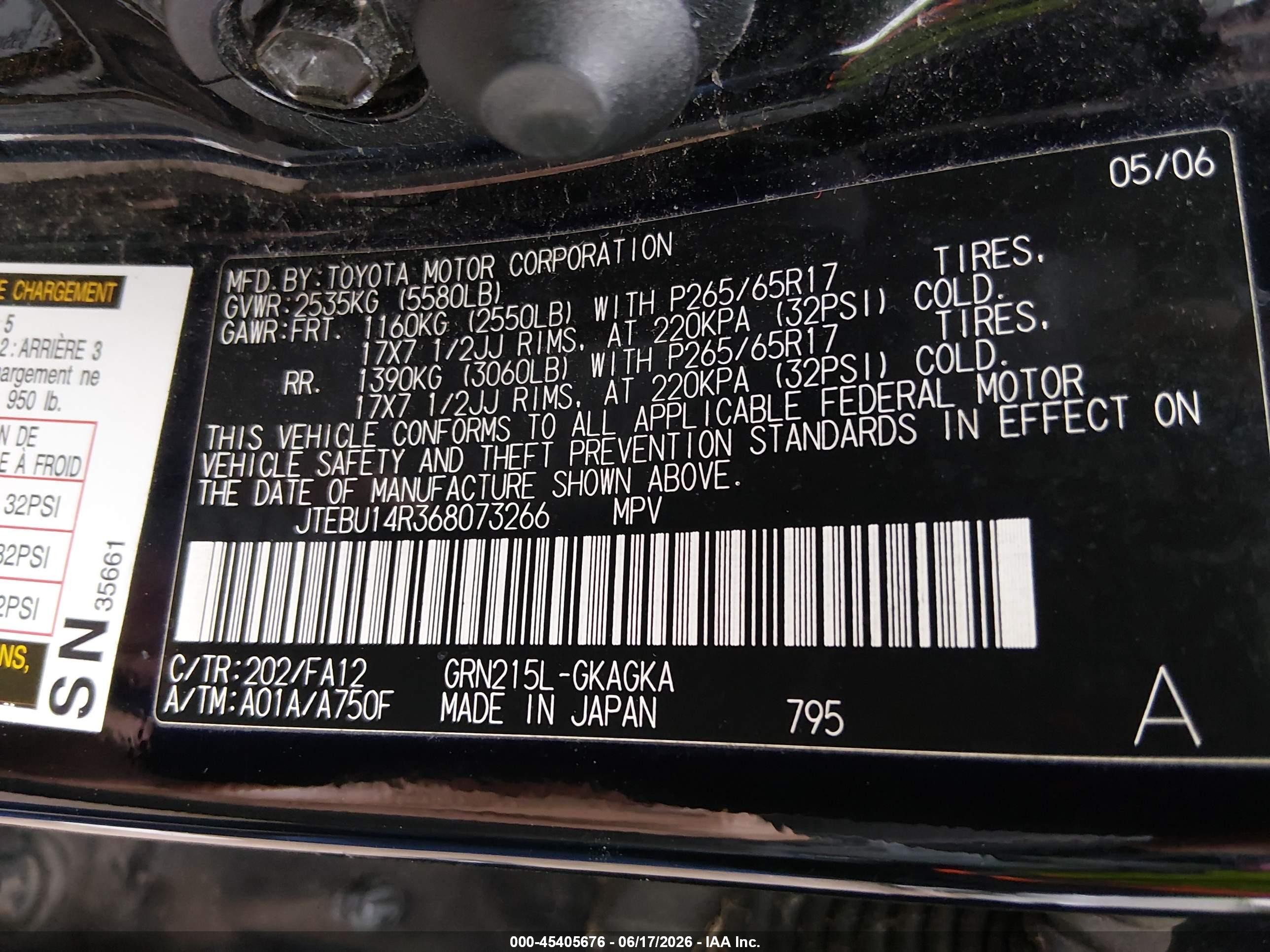 2006 Toyota 4runner Sr5 Черный vin: JTEBU14R368073266