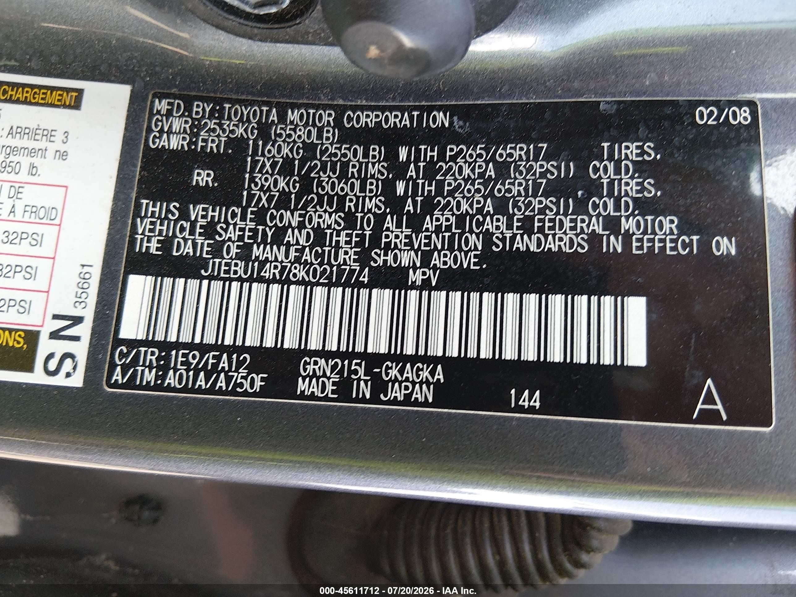 2008 Toyota 4runner Sr5 V6 Синий vin: JTEBU14R78K021774