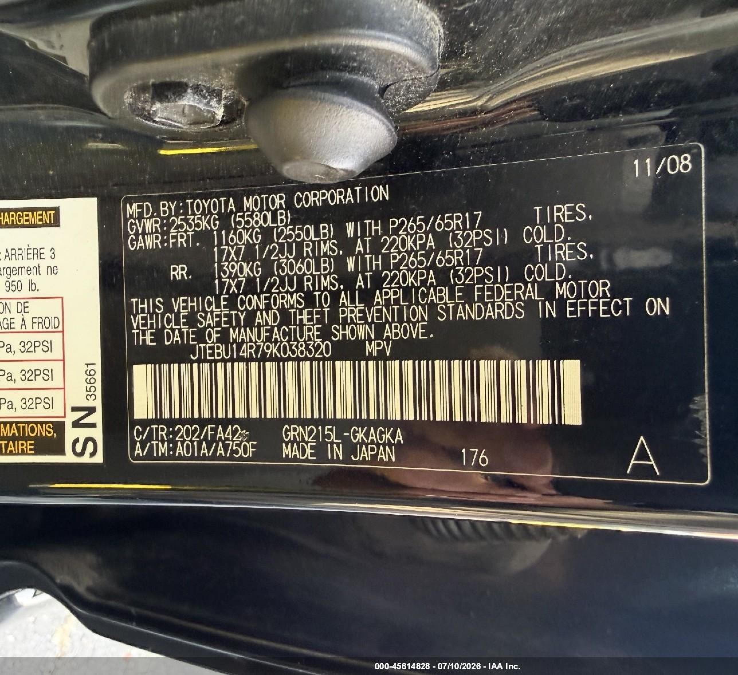 2009 Toyota 4runner Sr5 V6 Black vin: JTEBU14R79K038320